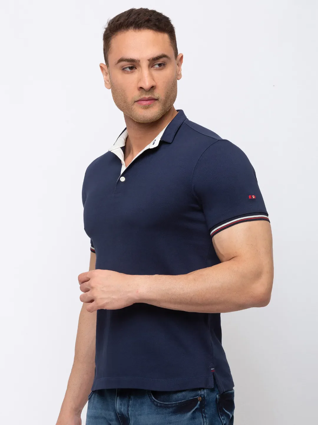 Blue Regular Fit Men's Polo T-Shirt by Being Human Clothing - Image 4