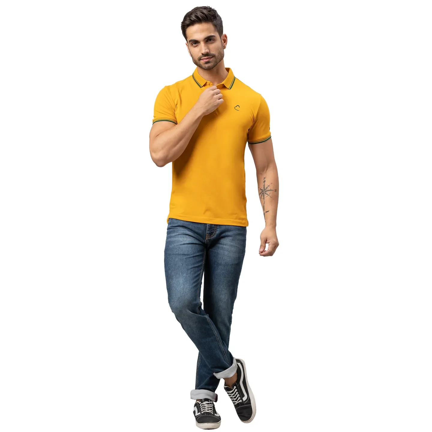 Yellow Regular Fit Men's Polo T-Shirt by Being Human Clothing - Image 2