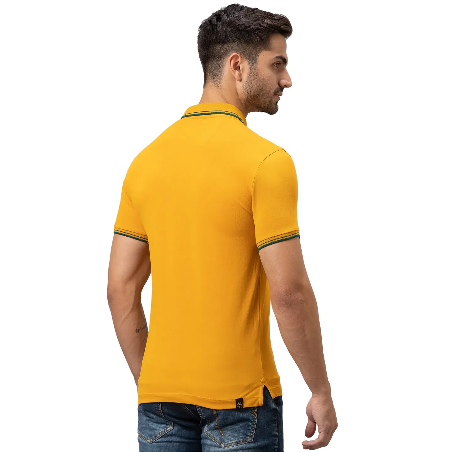 Yellow Regular Fit Men's Polo T-Shirt by Being Human Clothing - Image 3