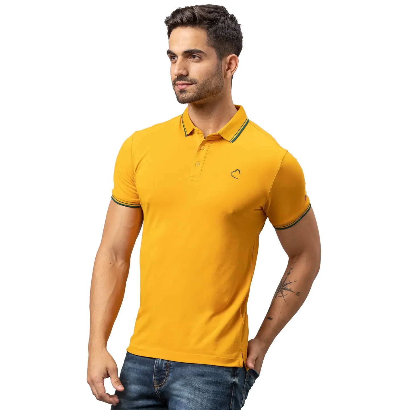 Yellow Regular Fit Men's Polo T-Shirt by Being Human Clothing - Image 4