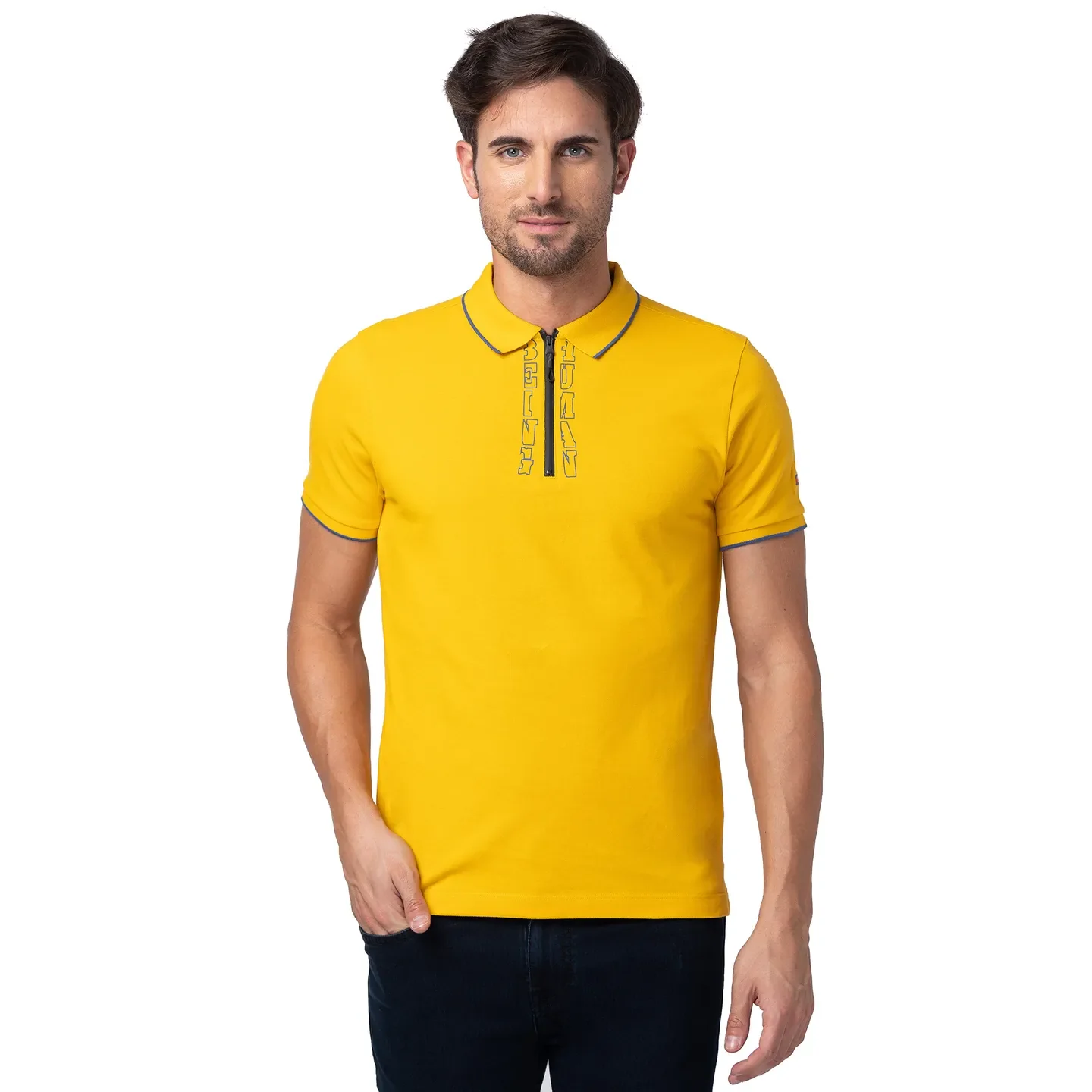 Yellow Regular Fit Men's Polo T-Shirt by Being Human Clothing