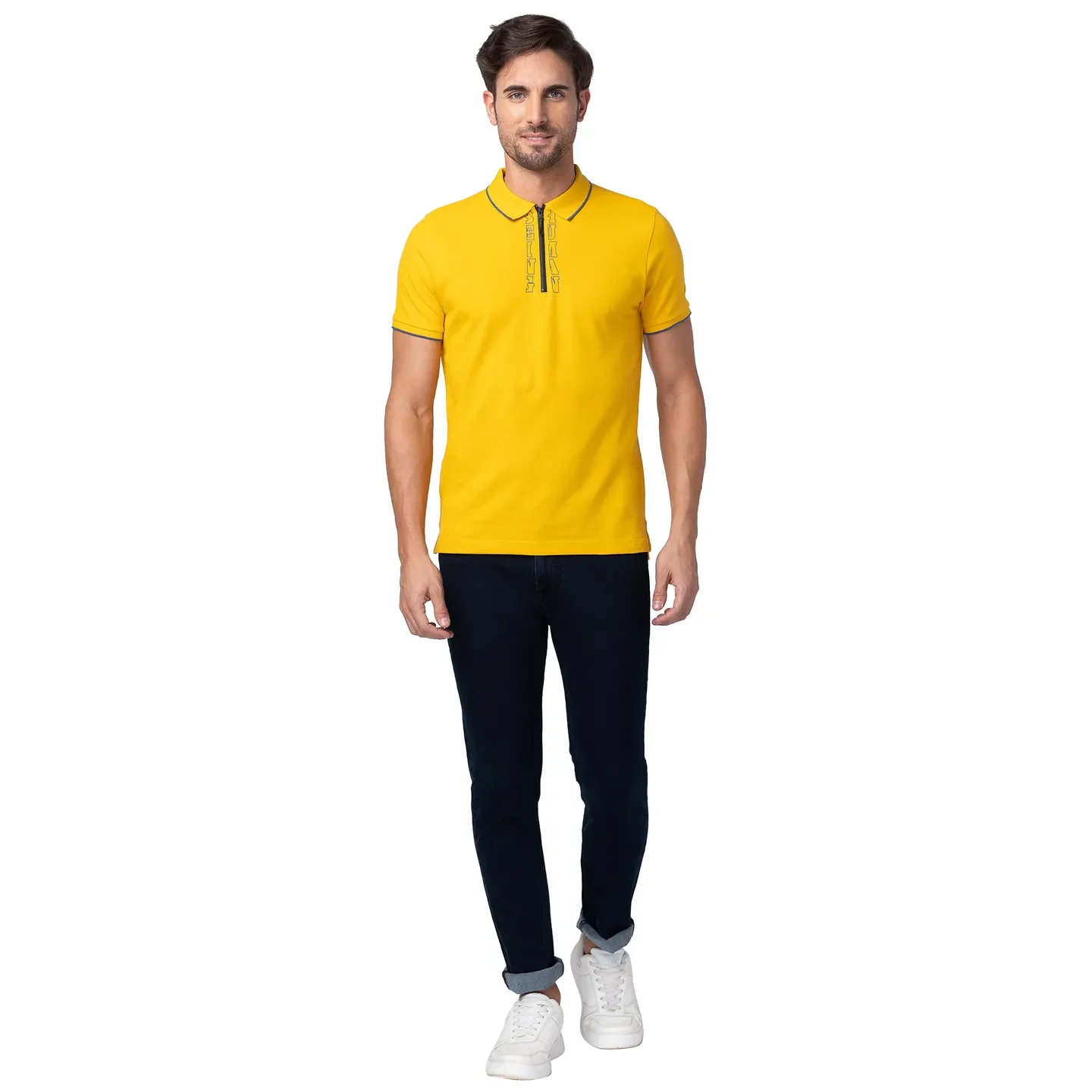 Yellow Regular Fit Men's Polo T-Shirt by Being Human Clothing - Image 2