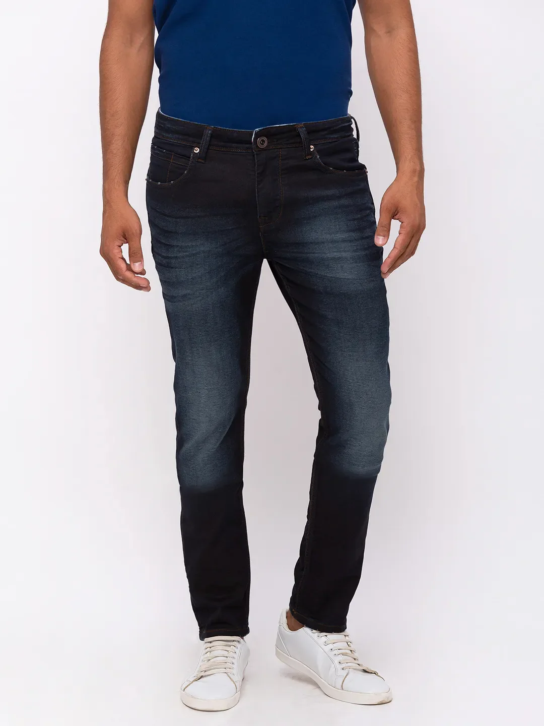Blue Regular Fit Men's Polo T-Shirt by Being Human Clothing
