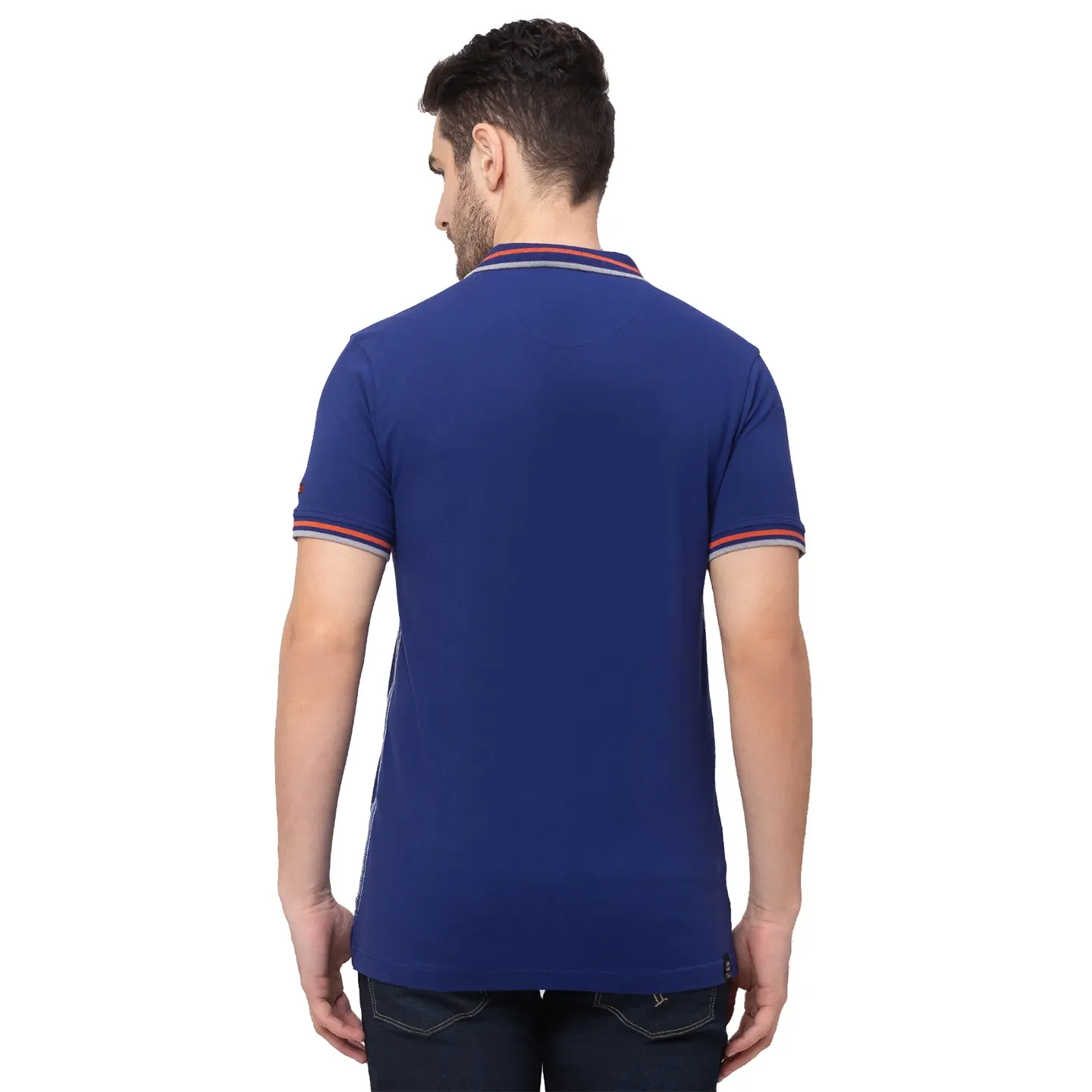 Blue Regular Fit Men's Polo T-Shirt by Being Human Clothing - Image 3