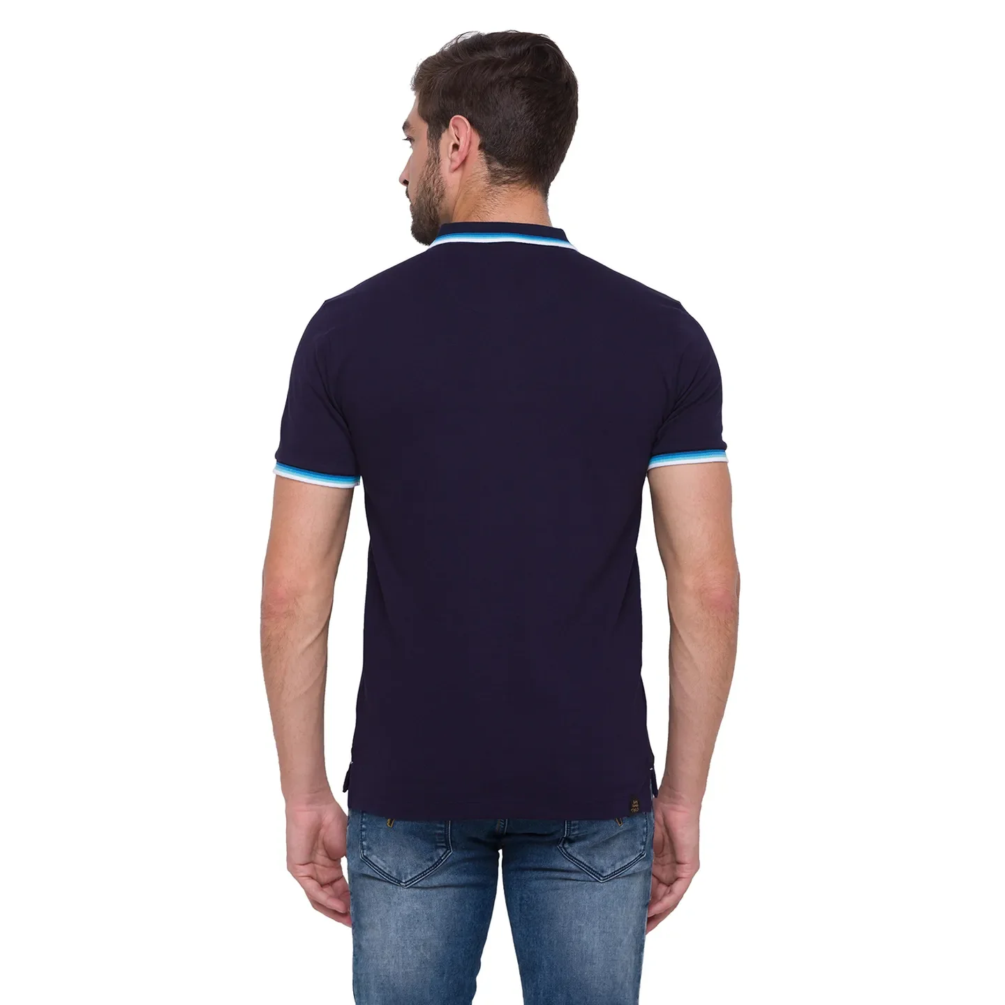 Navy Regular Fit Men's Polo T-shirt by Being Human Clothing - Image 3