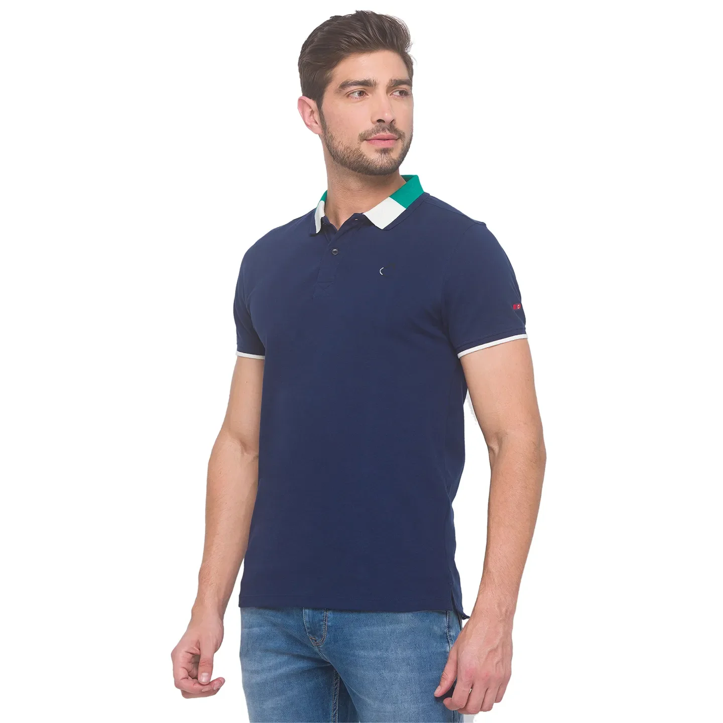Navy Regular Fit Men's Polo T-shirt by Being Human Clothing - Image 3