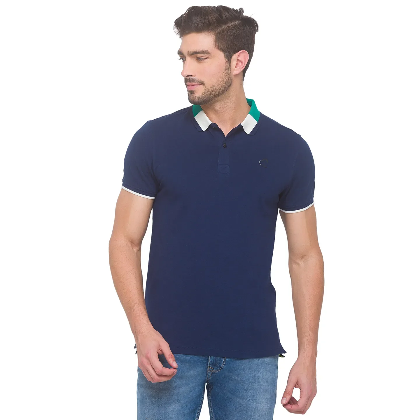 Navy Regular Fit Men's Polo T-shirt by Being Human Clothing - Image 5