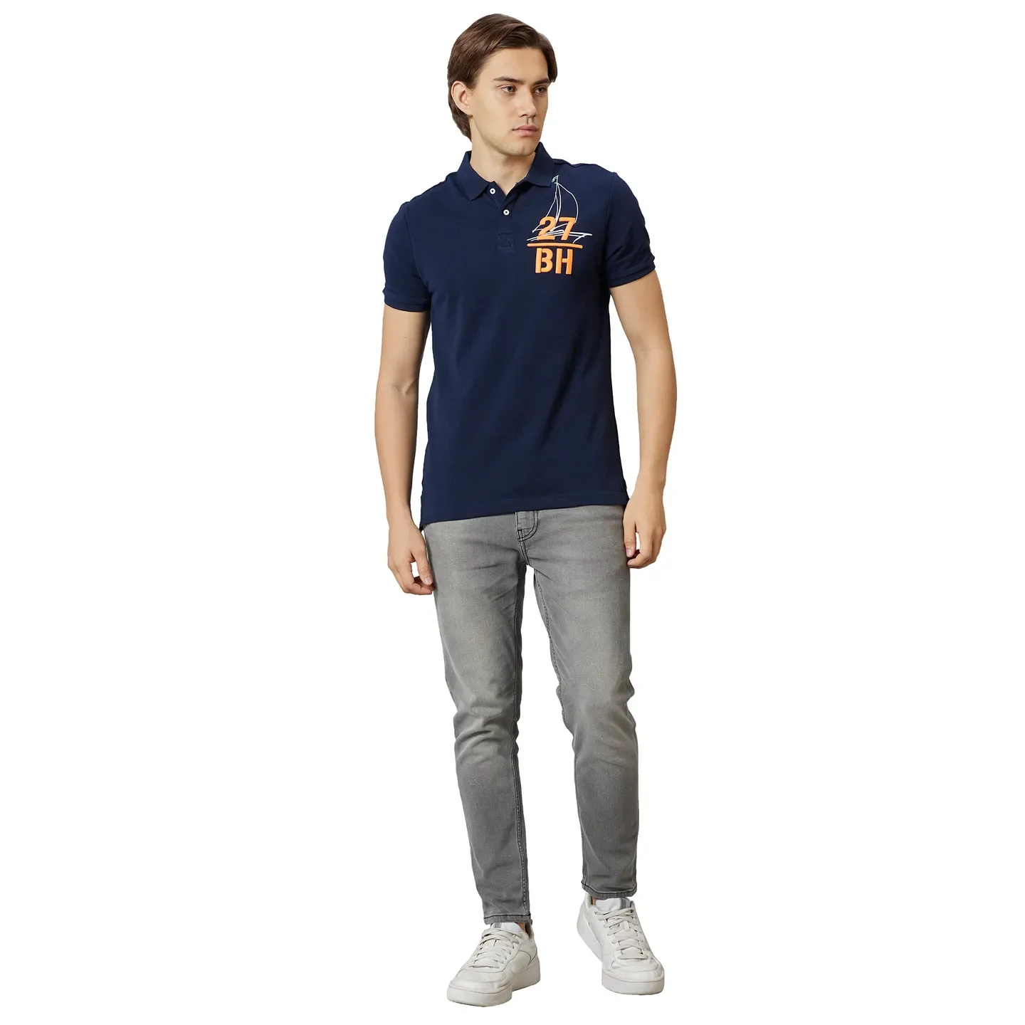 Navy Regular Fit Men's Polo T-Shirt by Being Human Clothing - Image 2