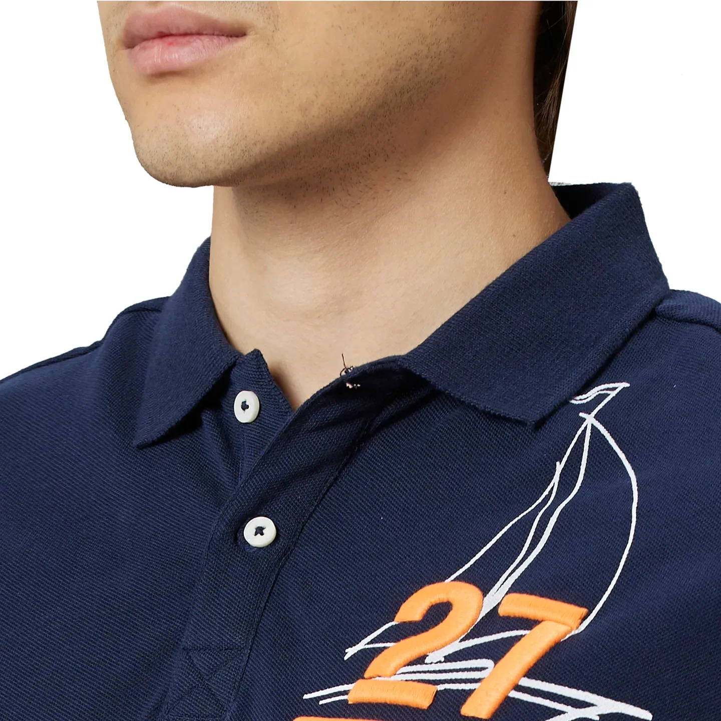 Navy Regular Fit Men's Polo T-Shirt by Being Human Clothing - Image 5