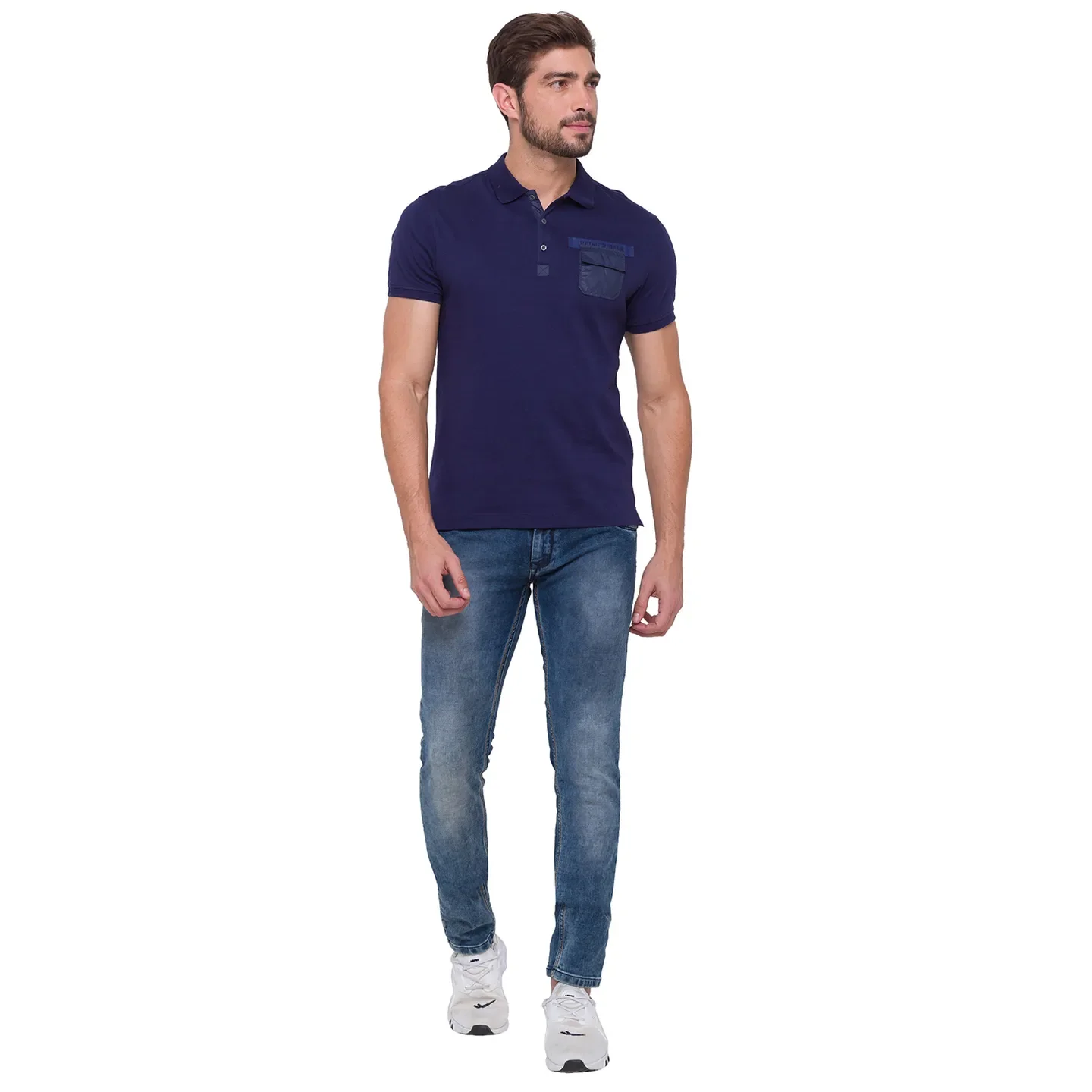 Blue Regular Fit Men's Polo T-Shirt by Being Human Clothing
