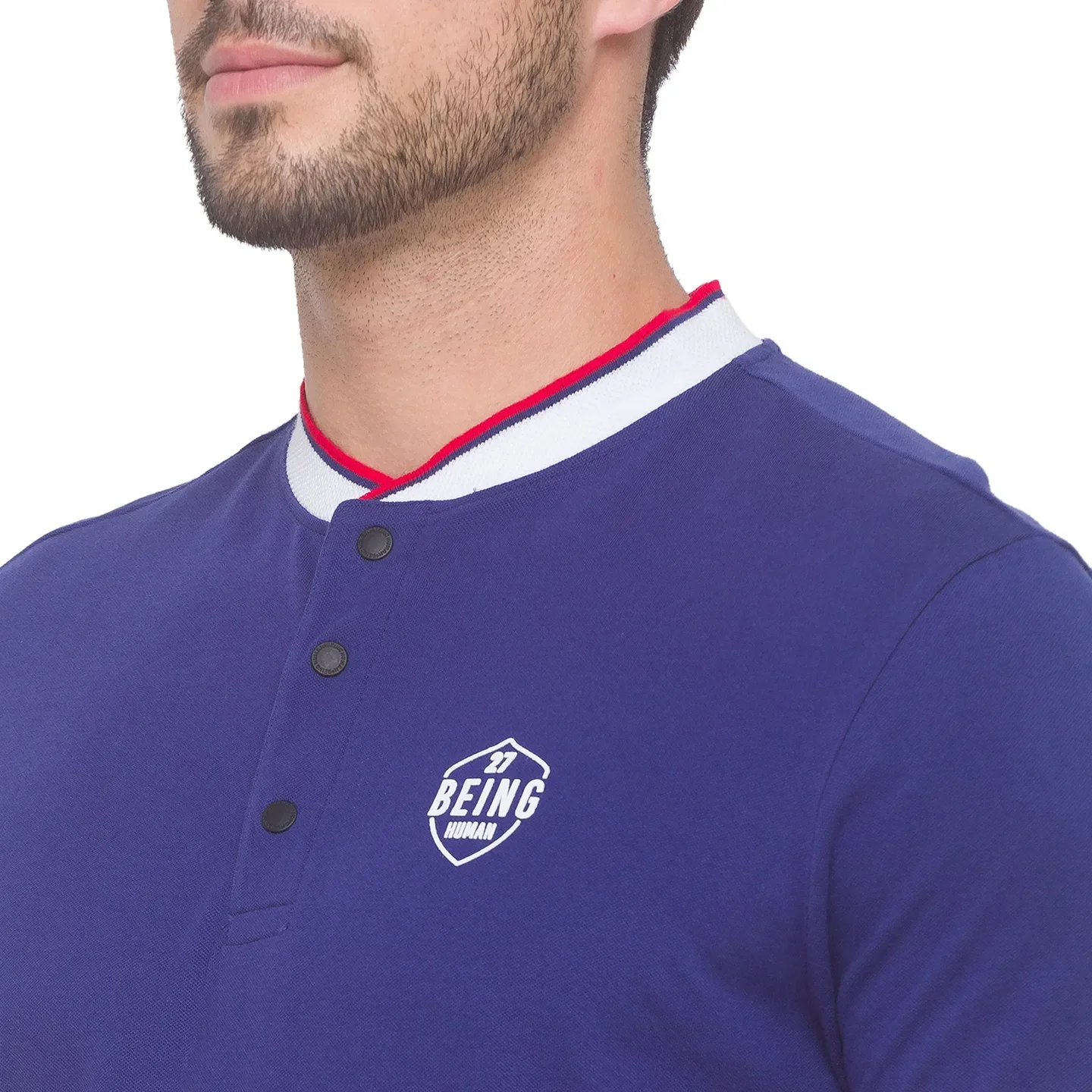 Navy Regular Fit Men's Polo T-shirt by Being Human Clothing - Image 4