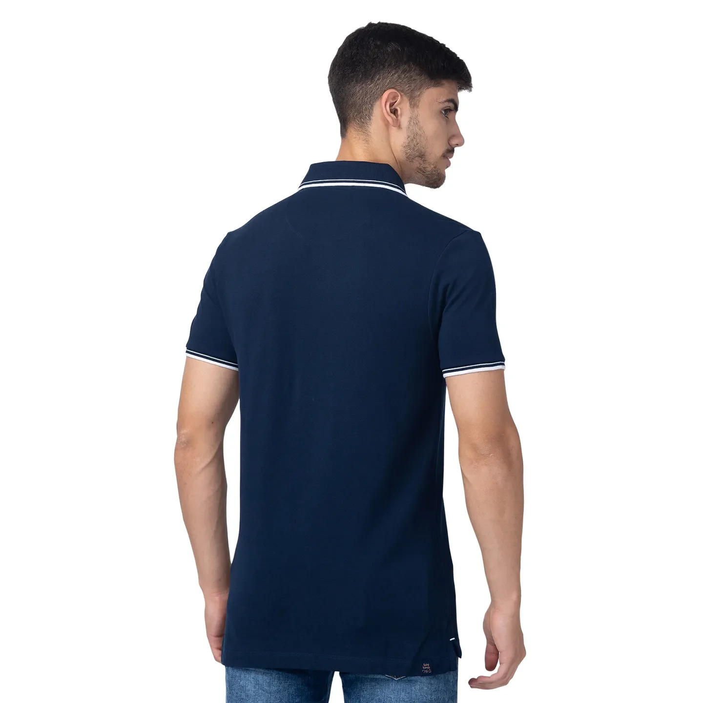Blue Regular Fit Men's Polo T-Shirt by Being Human Clothing - Image 3