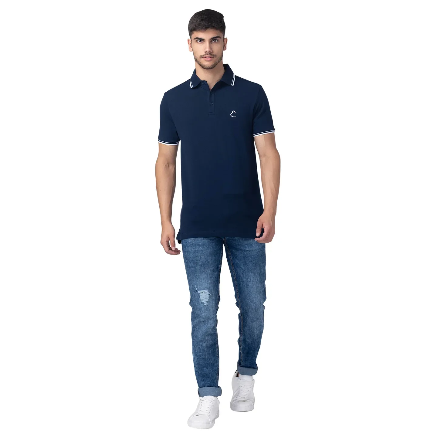 Blue Regular Fit Men's Polo T-Shirt by Being Human Clothing - Image 5