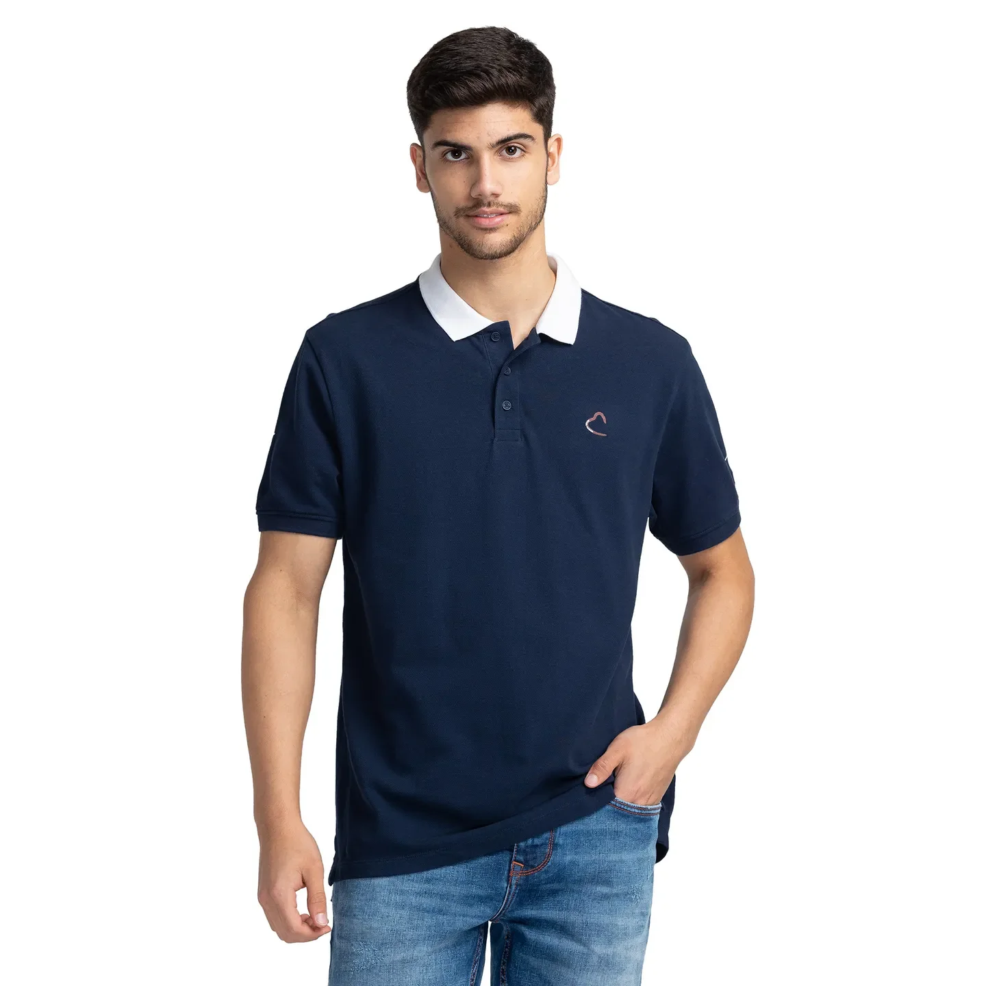 Navy Regular Fit Men's Polo T-shirt by Being Human Clothing