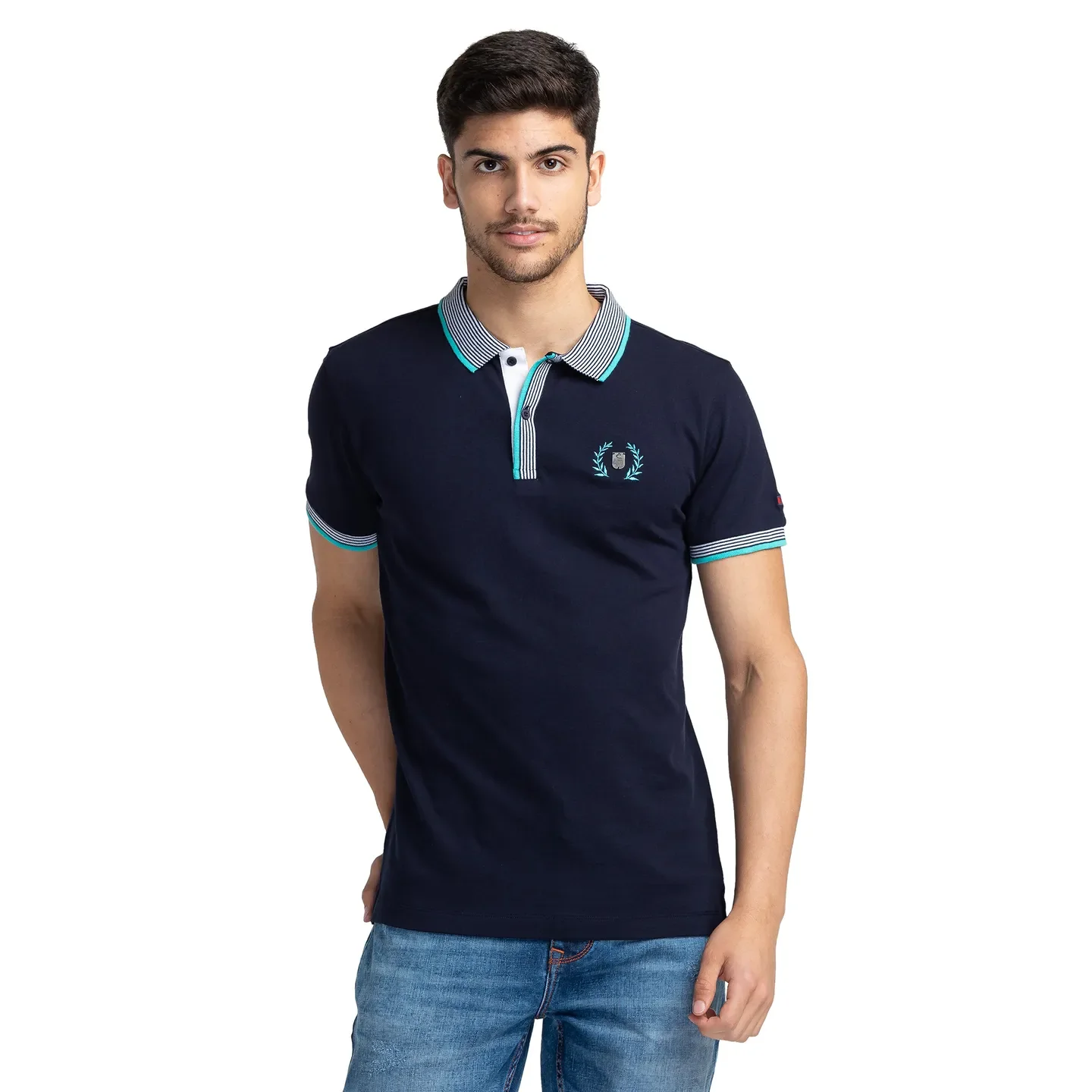 Navy Regular Fit Men's Polo T-shirt by Being Human Clothing