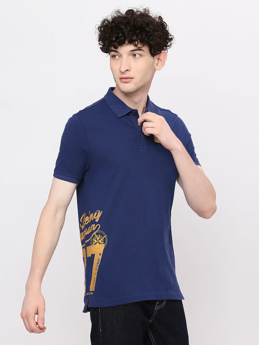 Blue Regular Fit Men's Polo T-Shirt by Being Human Clothing - Image 10
