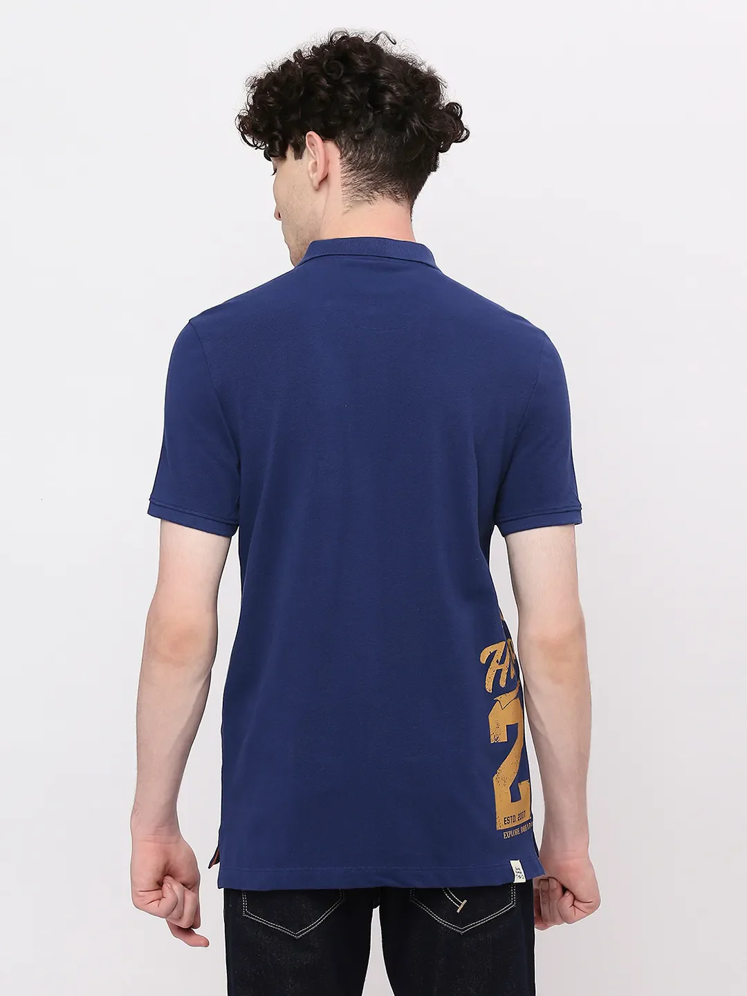 Blue Regular Fit Men's Polo T-Shirt by Being Human Clothing - Image 4