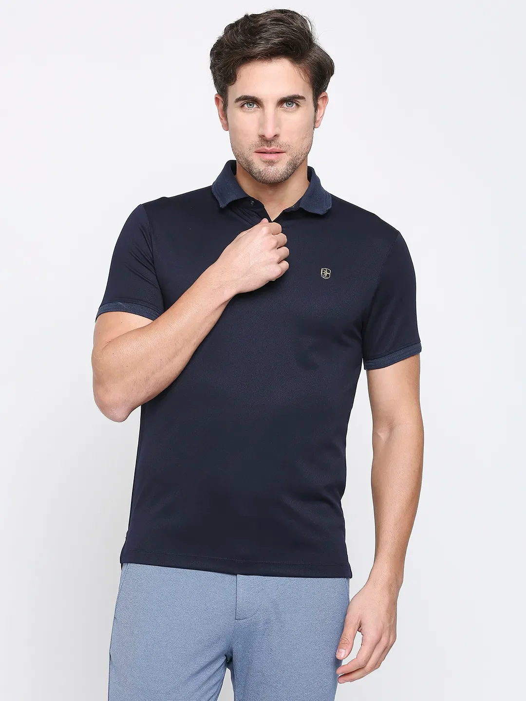 Blue Regular Fit Men's Polo T-Shirt by Being Human Clothing
