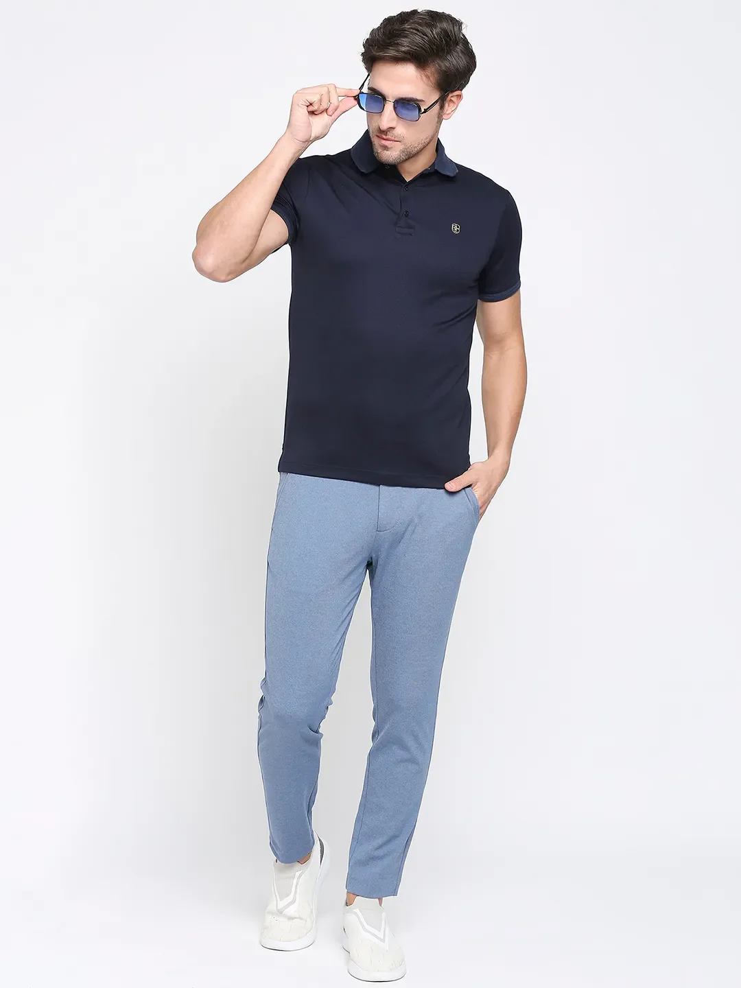 Blue Regular Fit Men's Polo T-Shirt by Being Human Clothing - Image 6