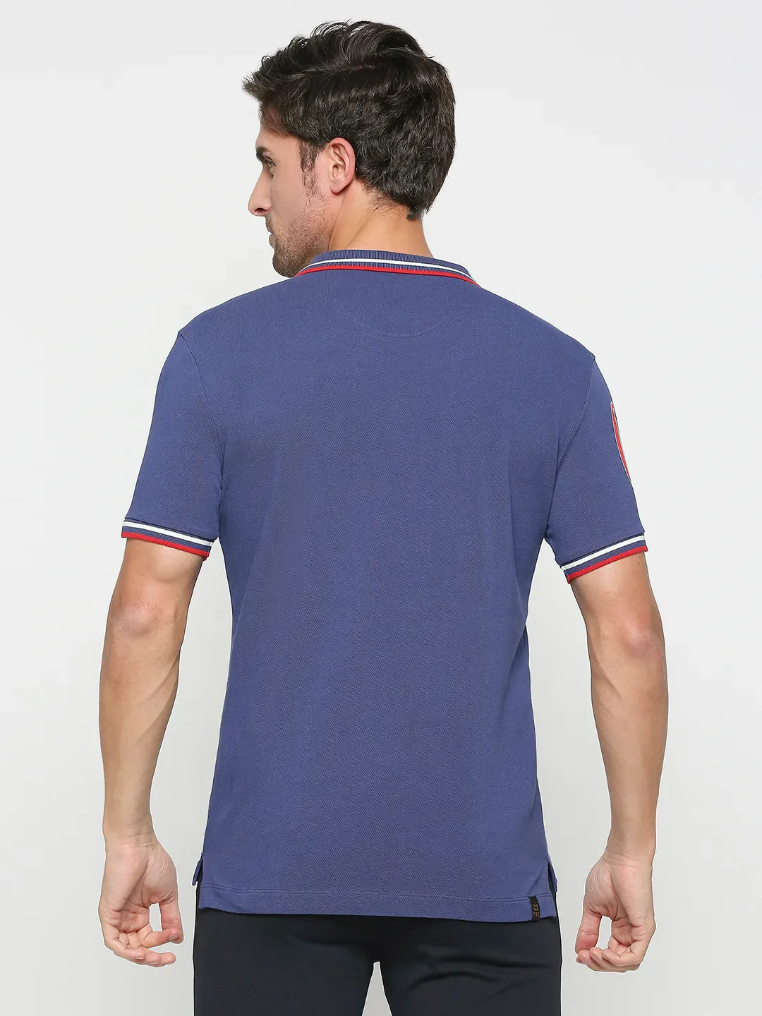 Navy Regular Fit Men's Polo T-shirt by Being Human Clothing - Image 4