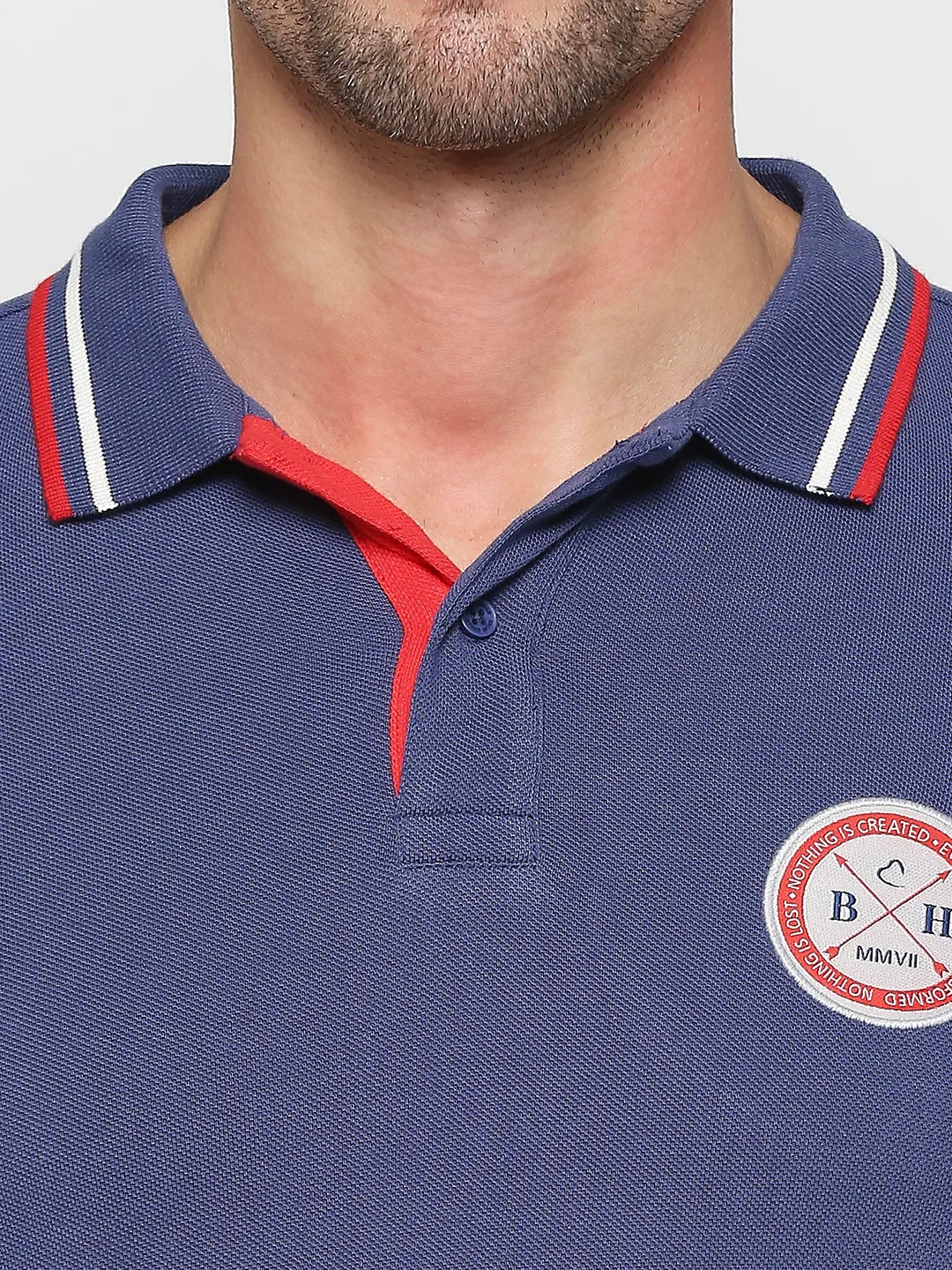 Navy Regular Fit Men's Polo T-shirt by Being Human Clothing - Image 5
