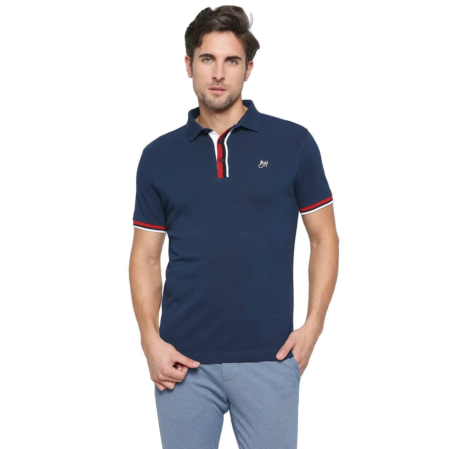 Blue Regular Fit Men's Polo T-Shirt by Being Human Clothing