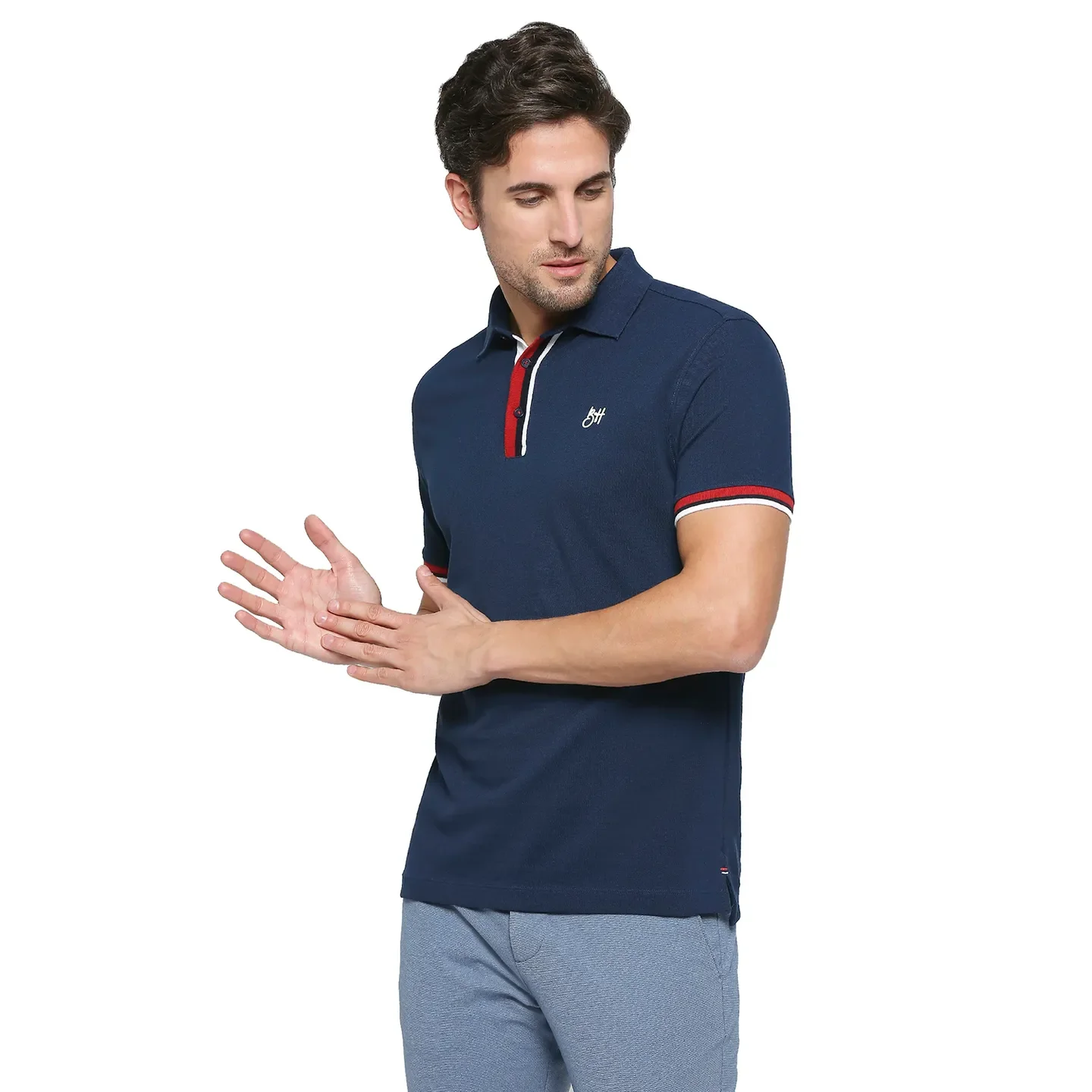 Blue Regular Fit Men's Polo T-Shirt by Being Human Clothing - Image 2