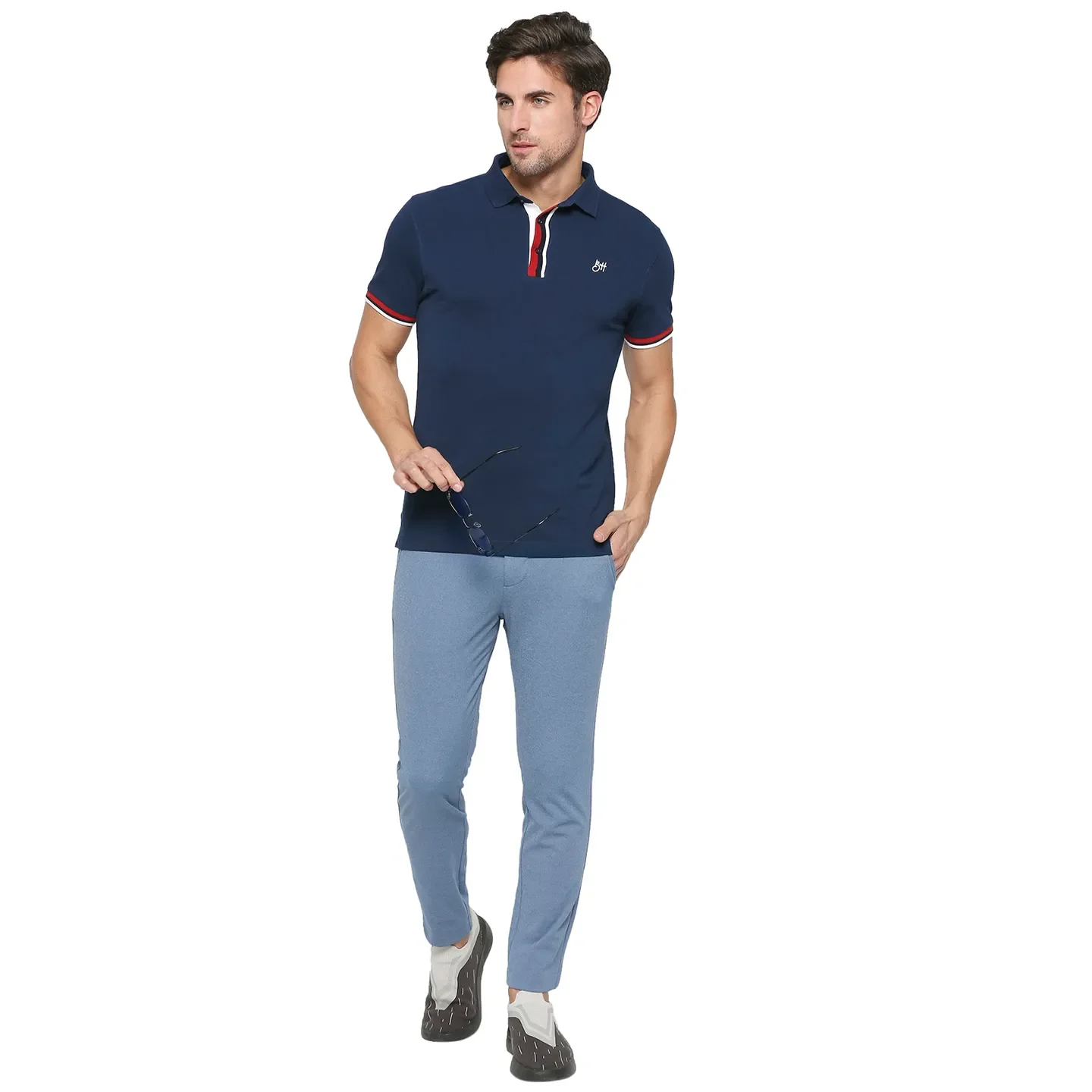 Blue Regular Fit Men's Polo T-Shirt by Being Human Clothing - Image 6
