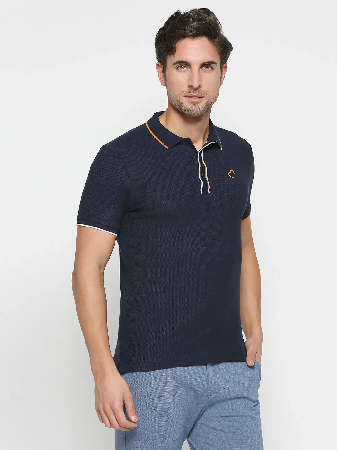 Blue Regular Fit Men's Polo T-Shirt by Being Human Clothing - Image 3