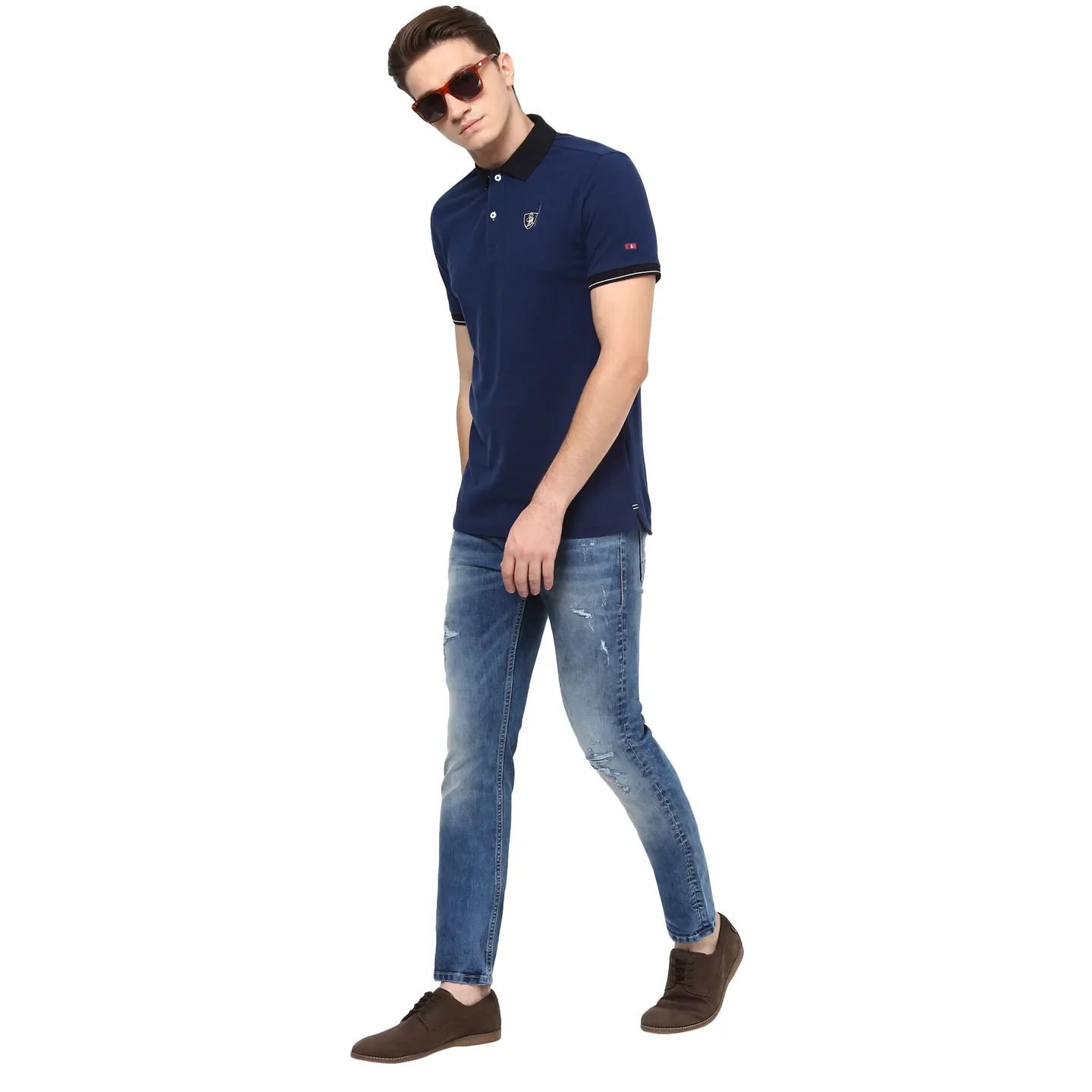 Blue Regular Fit Men's Polo T-Shirt by Being Human Clothing - Image 2