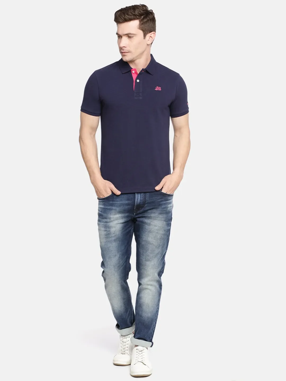 Blue Regular Fit Men's Polo T-Shirt by Being Human Clothing - Image 5