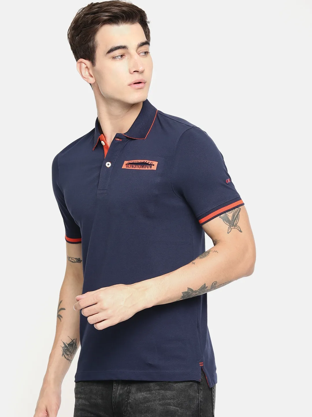 Blue Regular Fit Men's Polo T-Shirt by Being Human Clothing