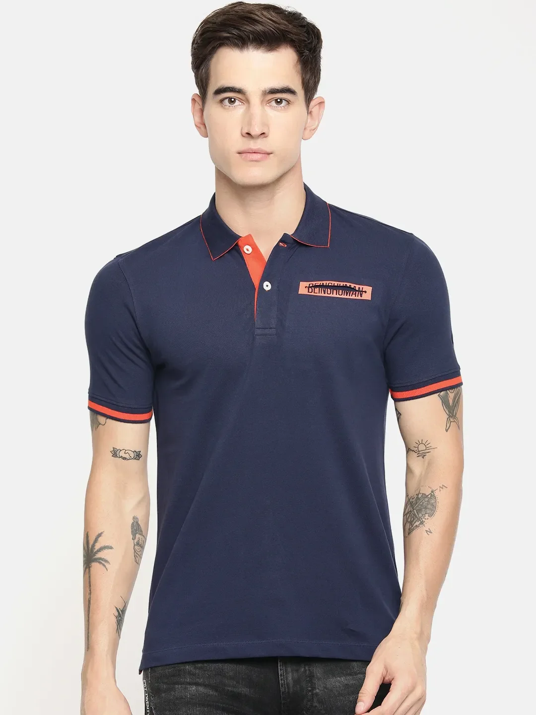 Blue Regular Fit Men's Polo T-Shirt by Being Human Clothing - Image 2