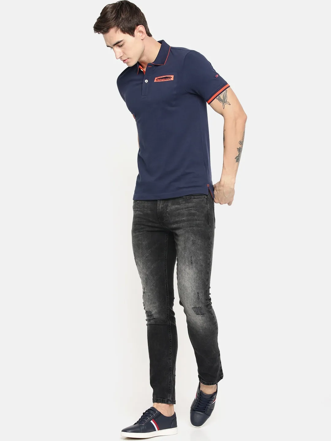 Blue Regular Fit Men's Polo T-Shirt by Being Human Clothing - Image 5