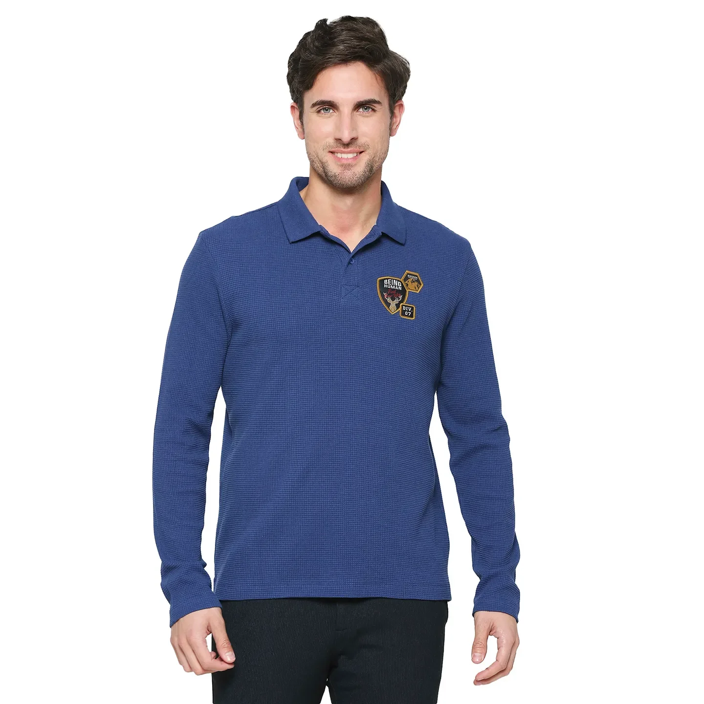 Navy Regular Fit Men's Polo T-Shirt by Being Human Clothing - Image 4