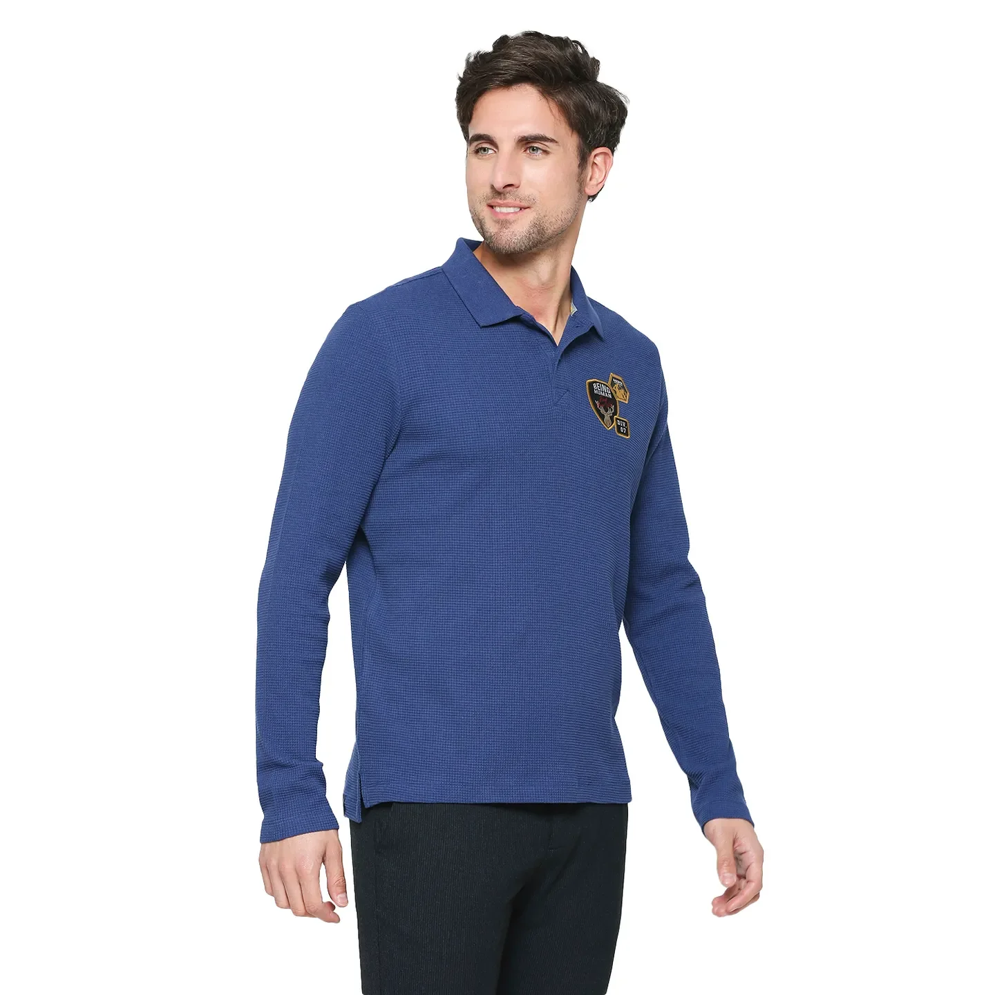 Navy Regular Fit Men's Polo T-Shirt by Being Human Clothing - Image 6