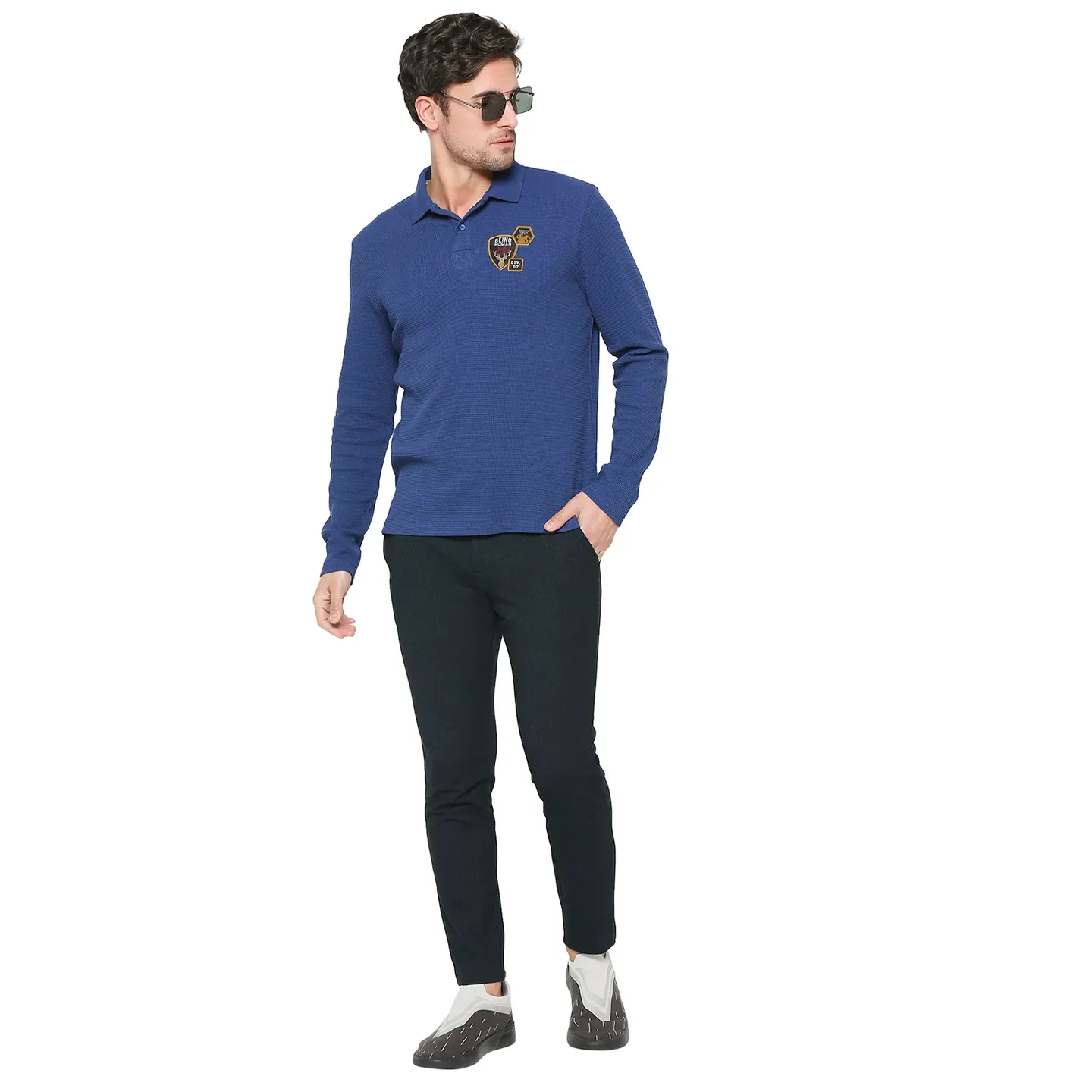 Navy Regular Fit Men's Polo T-Shirt by Being Human Clothing - Image 9