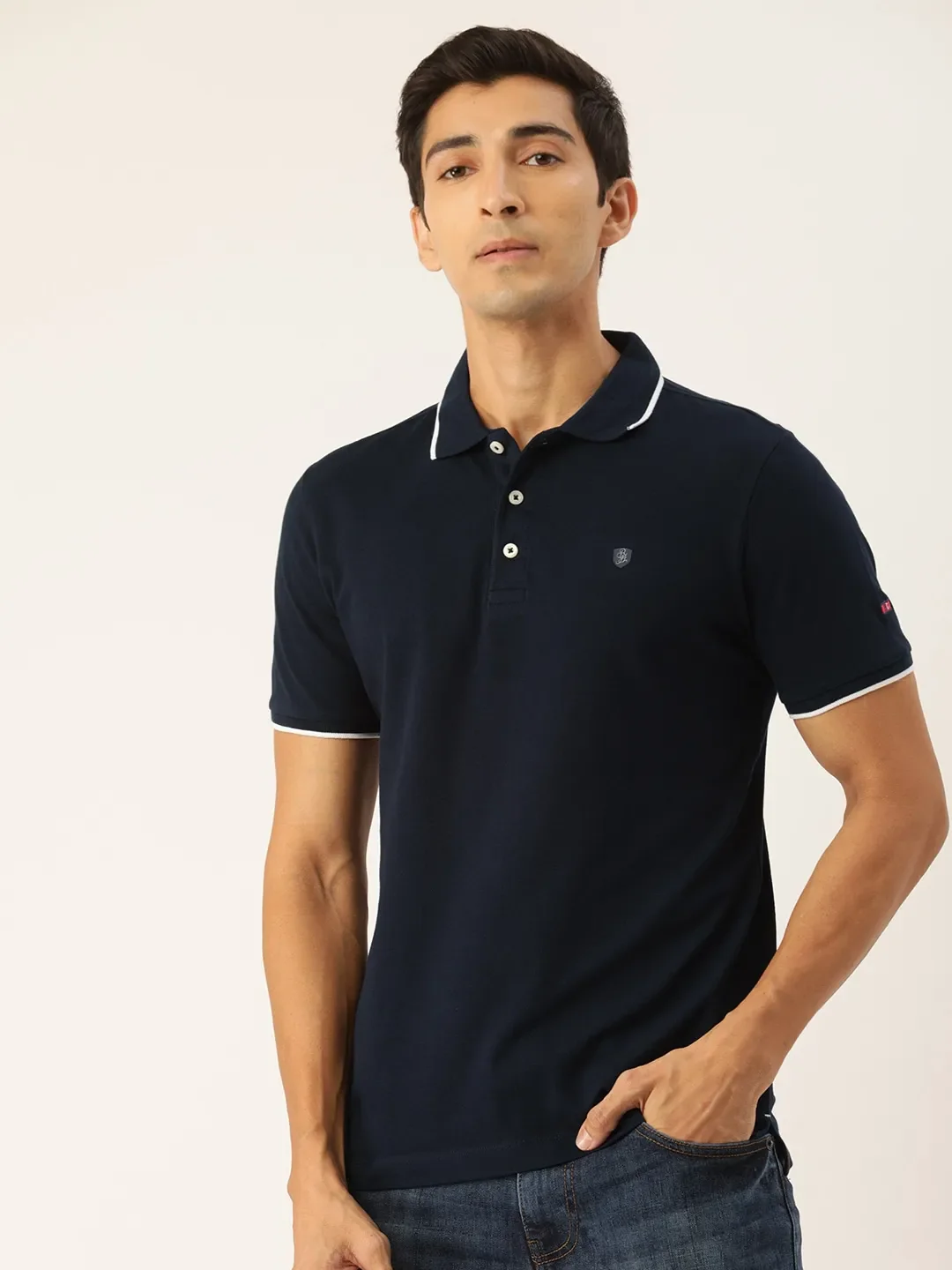 Blue Regular Fit Men's Polo T-Shirt by Being Human Clothing
