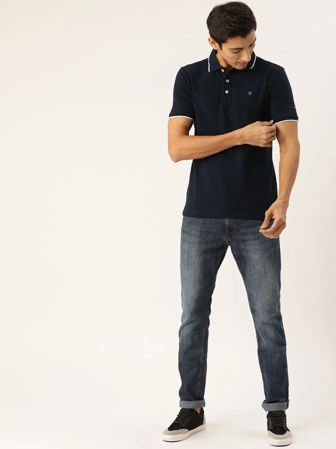 Blue Regular Fit Men's Polo T-Shirt by Being Human Clothing - Image 2