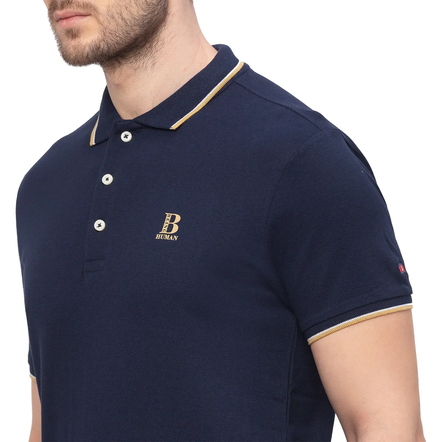 Blue Regular Fit Men's Polo T-Shirt by Being Human Clothing - Image 3