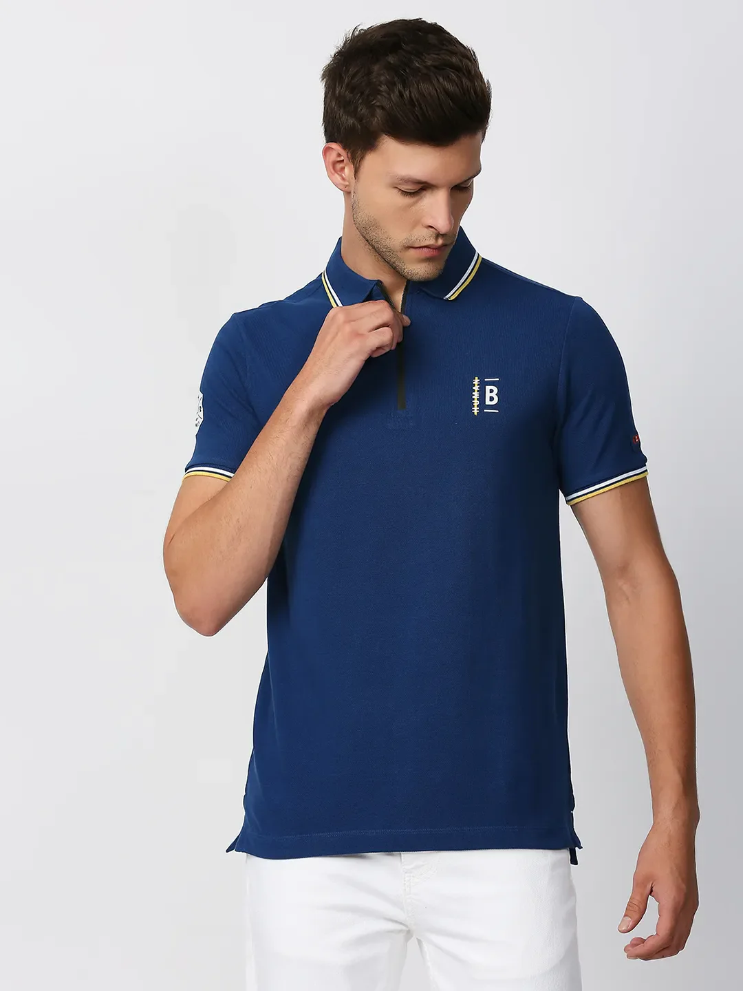 Blue Regular Fit Men's Polo T-Shirt by Being Human Clothing