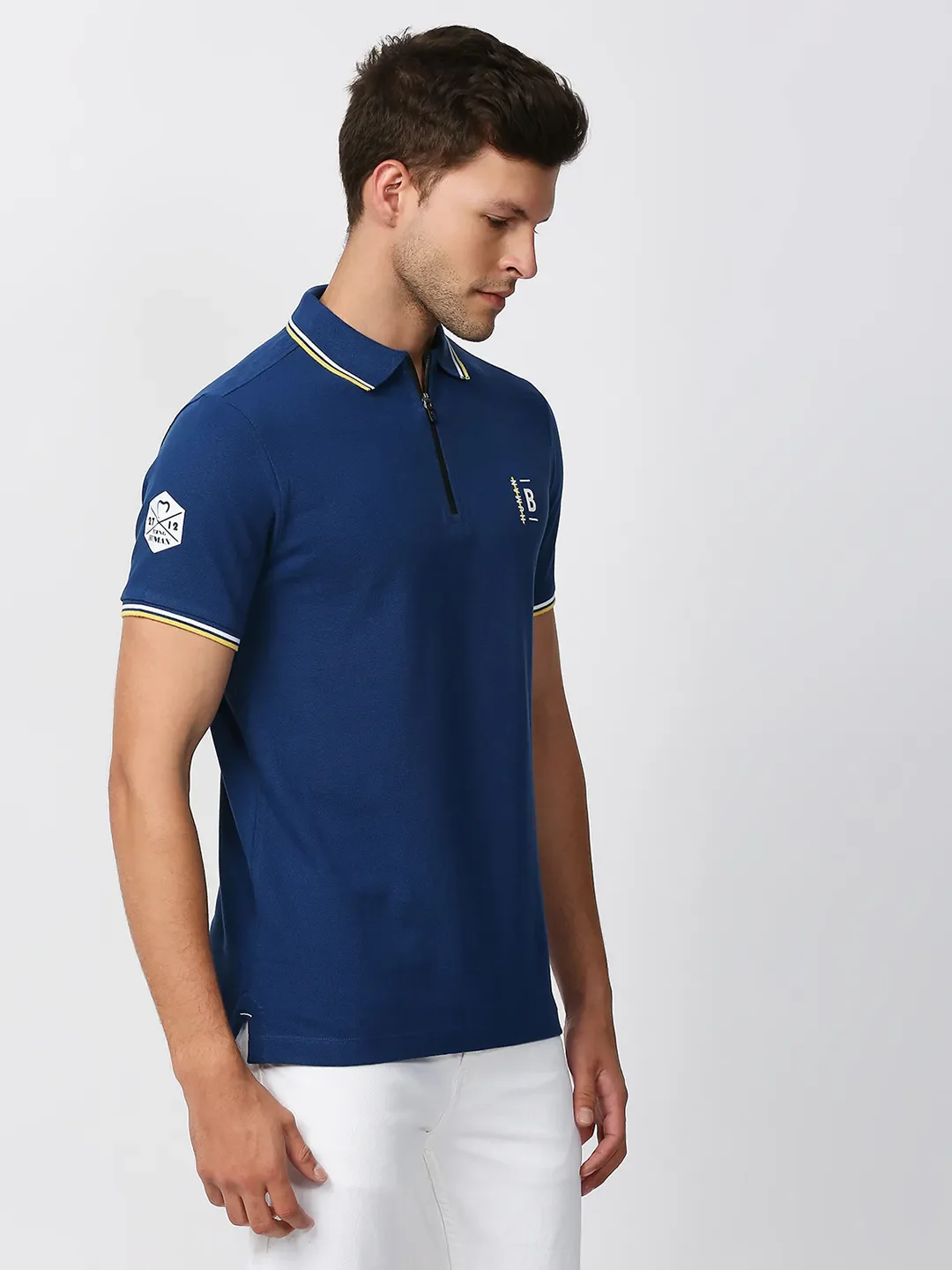 Blue Regular Fit Men's Polo T-Shirt by Being Human Clothing - Image 3