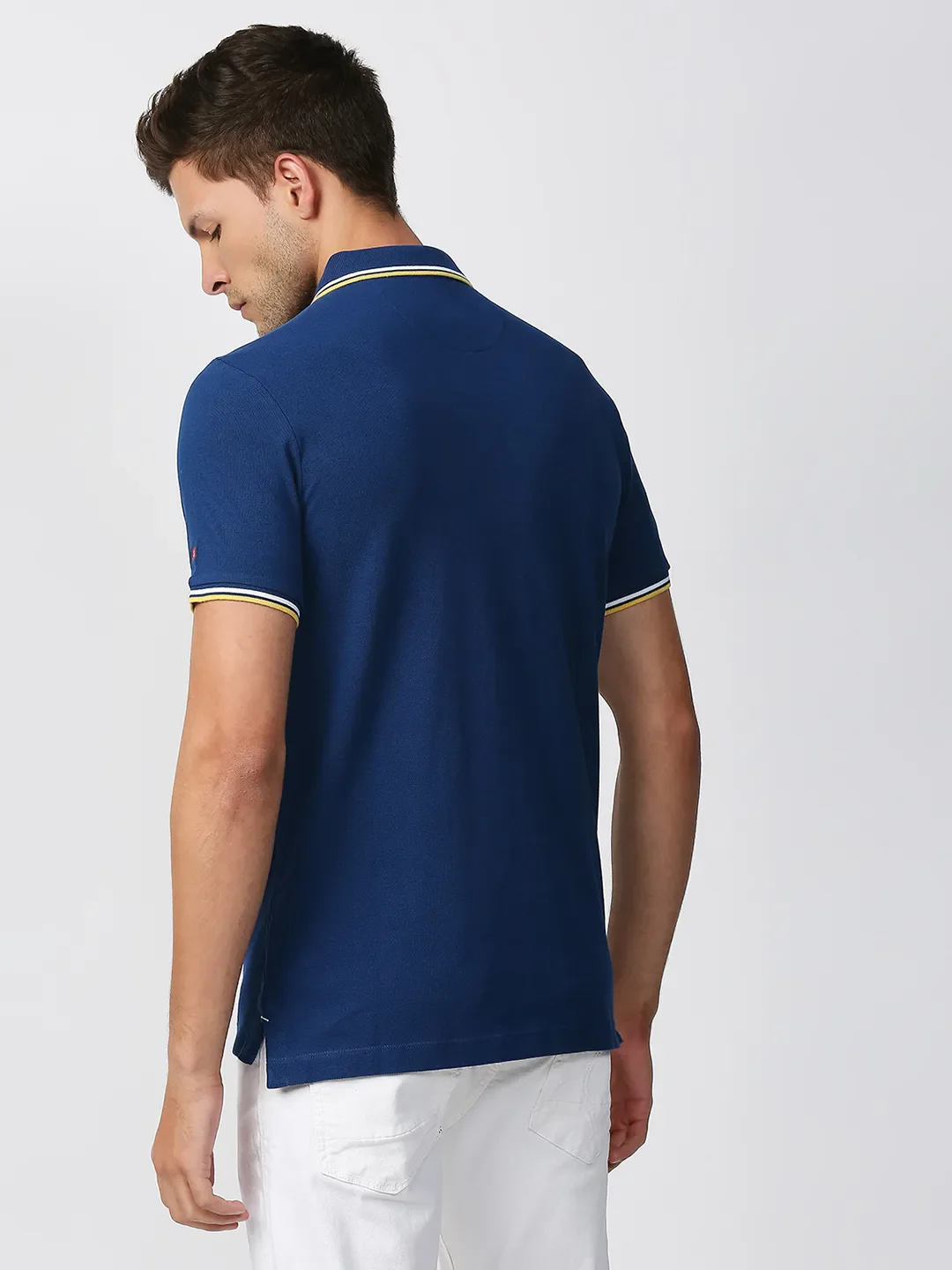 Blue Regular Fit Men's Polo T-Shirt by Being Human Clothing - Image 4