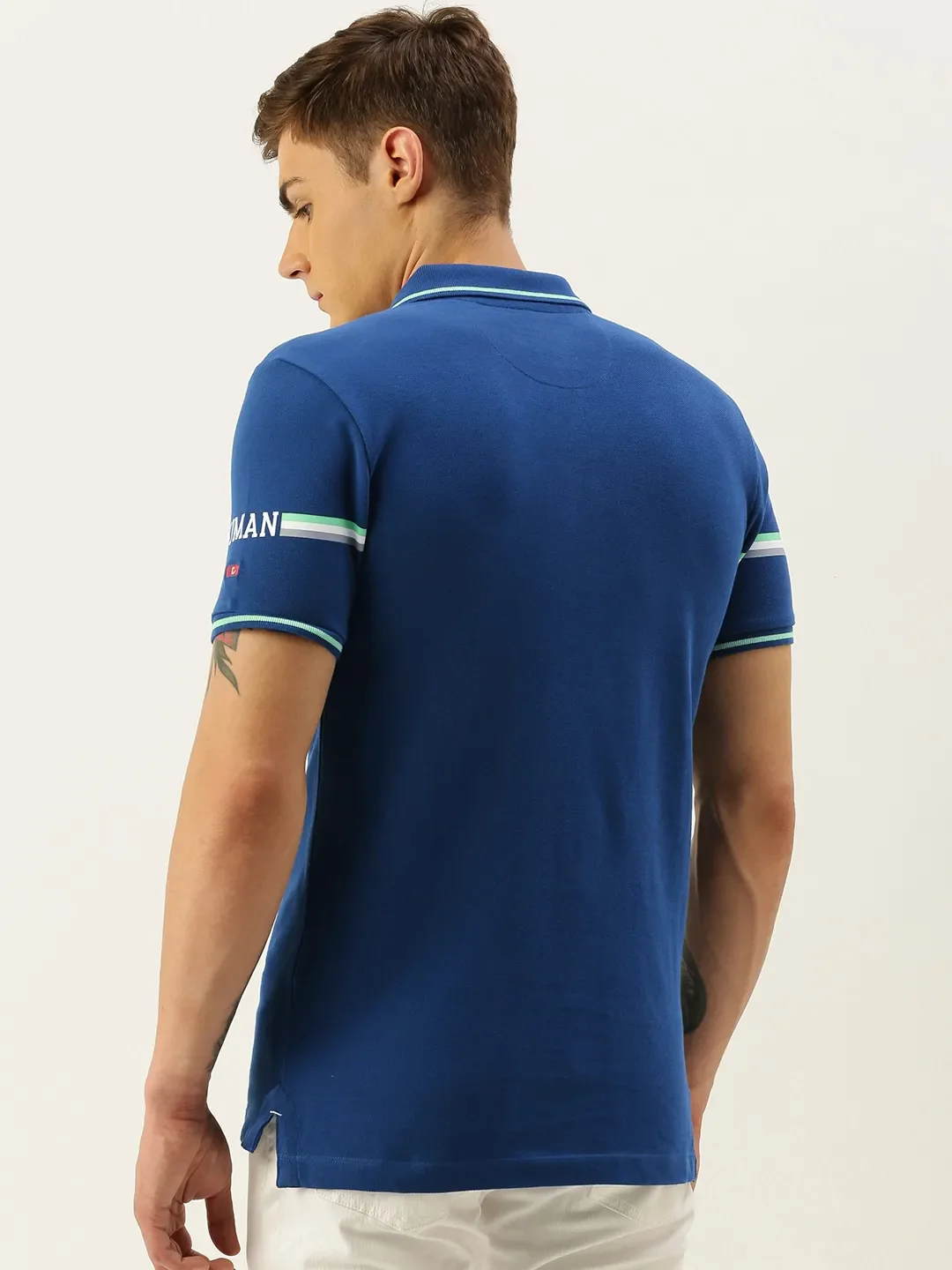 Blue Regular Fit Men's Polo T-Shirt by Being Human Clothing - Image 3