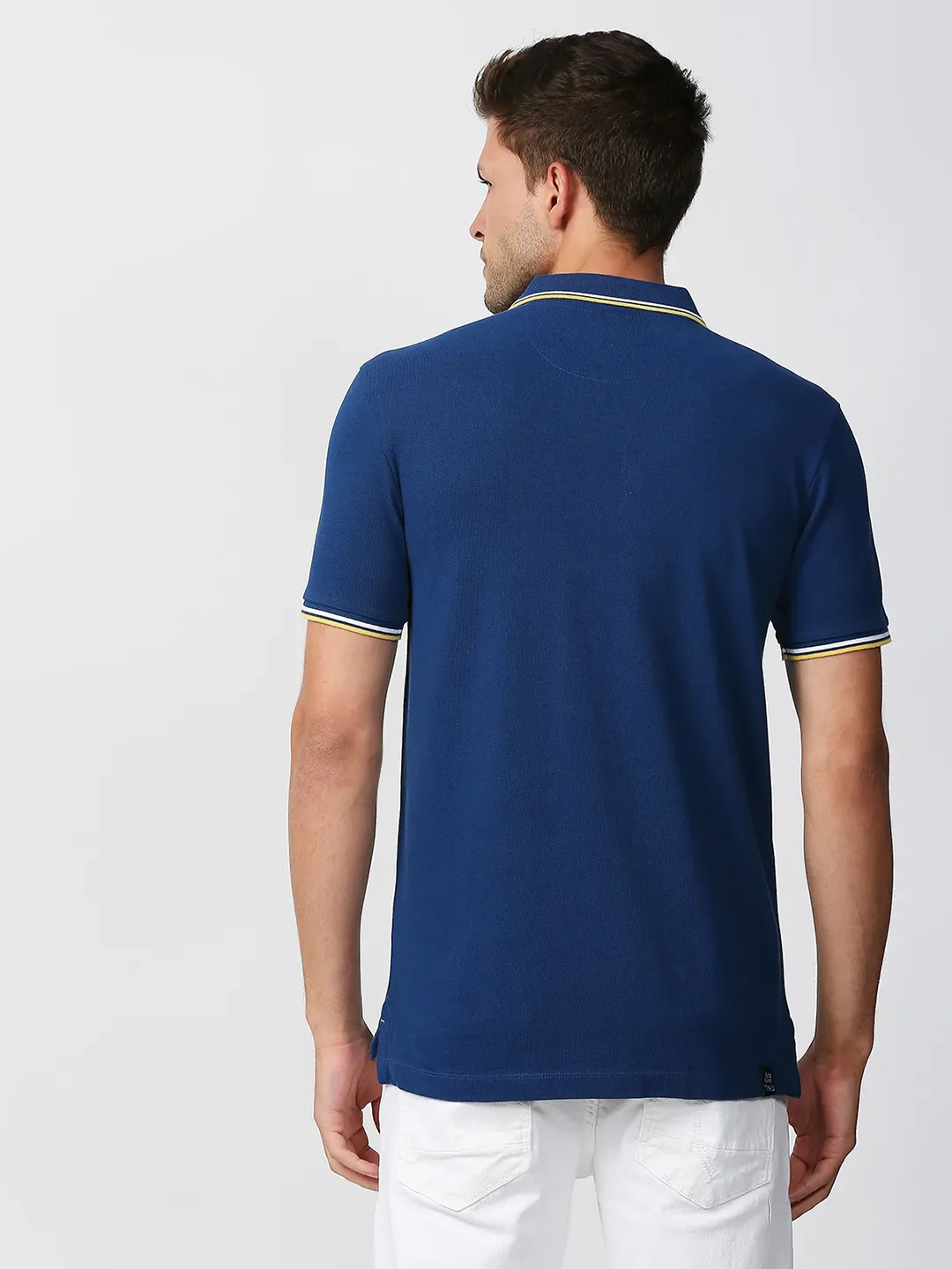 Blue Regular Fit Men's Polo T-Shirt by Being Human Clothing - Image 4