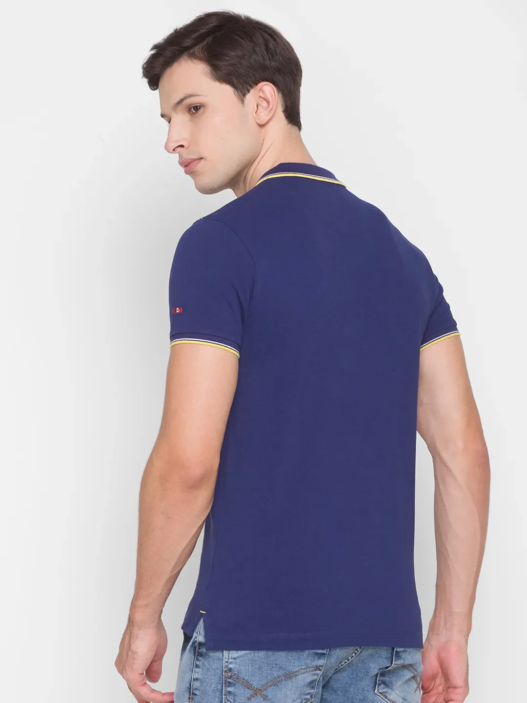Blue Regular Fit Men's Polo T-Shirt by Being Human Clothing - Image 3