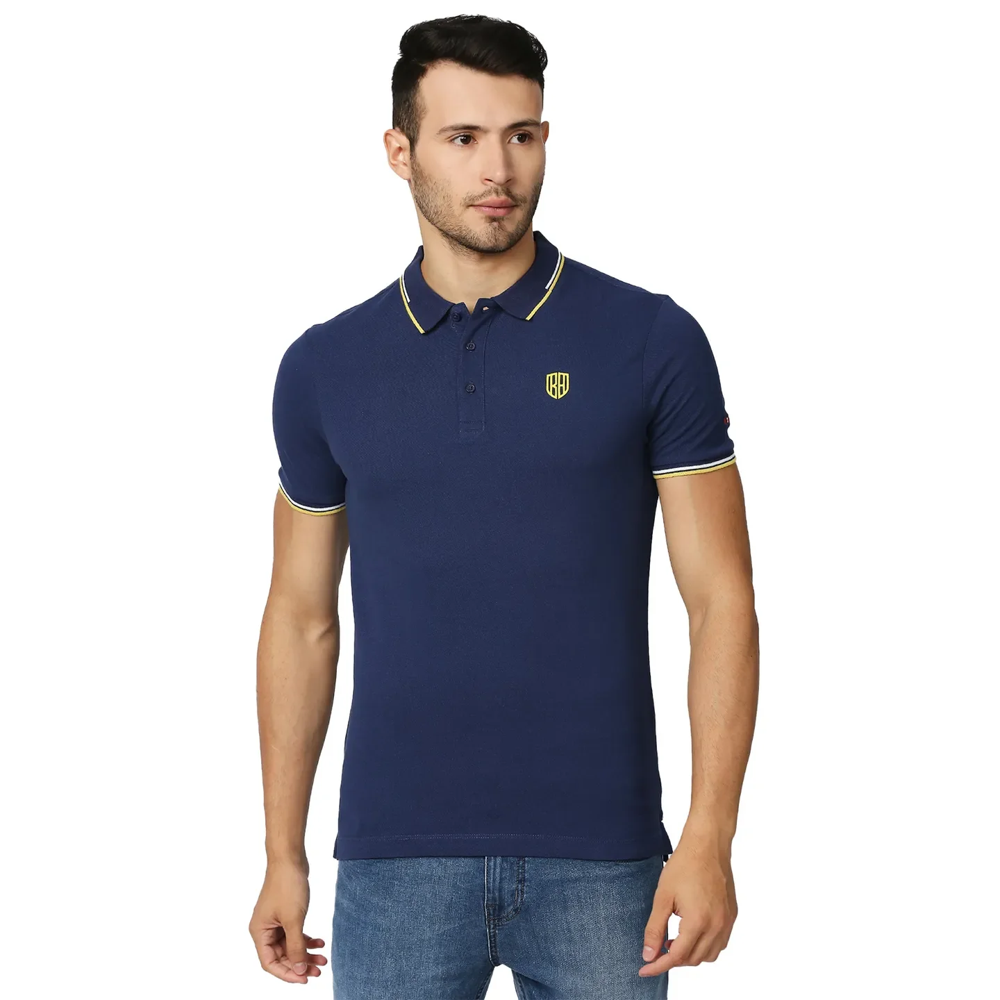 Blue Regular Fit Men's Polo T-Shirt by Being Human Clothing