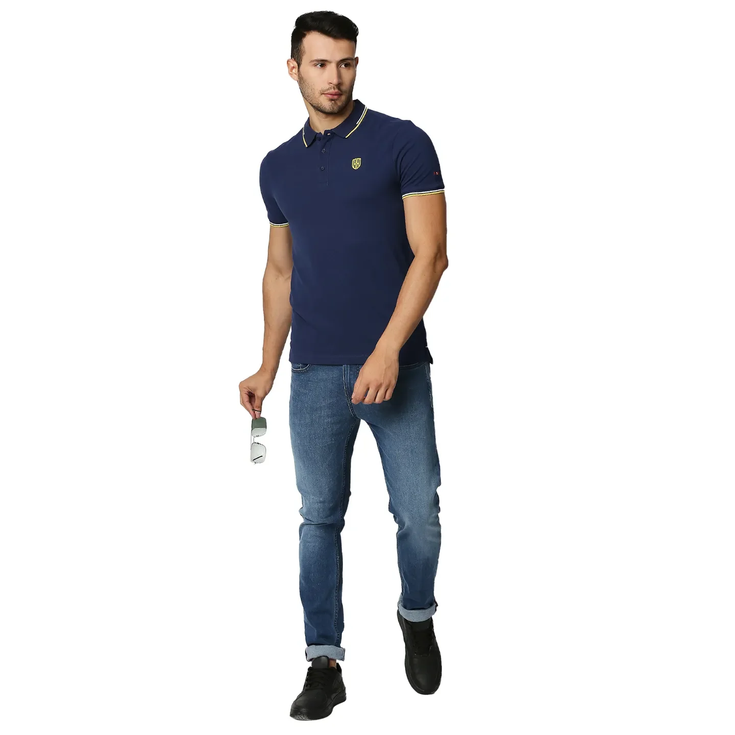 Blue Regular Fit Men's Polo T-Shirt by Being Human Clothing - Image 6