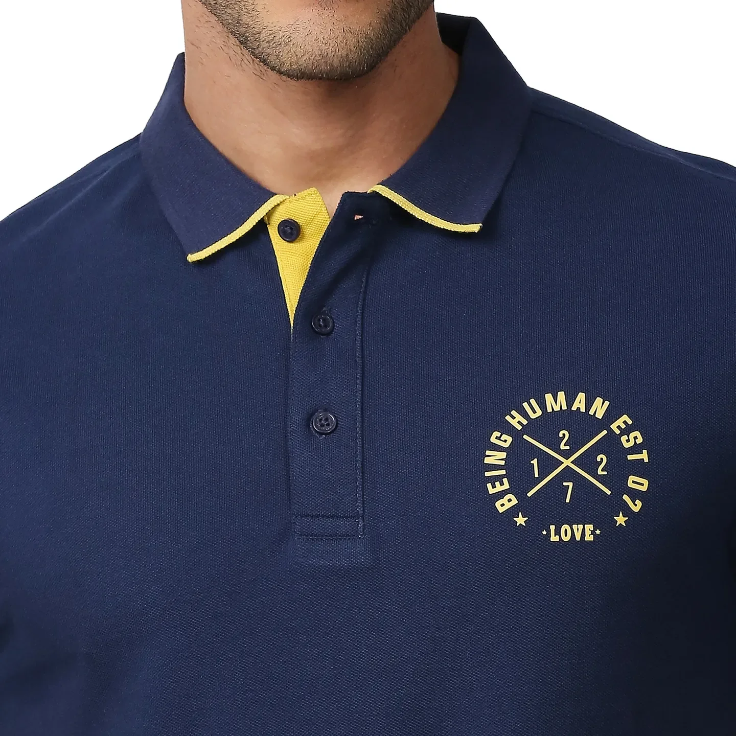 Blue Regular Fit Men's Polo T-Shirt by Being Human Clothing - Image 5