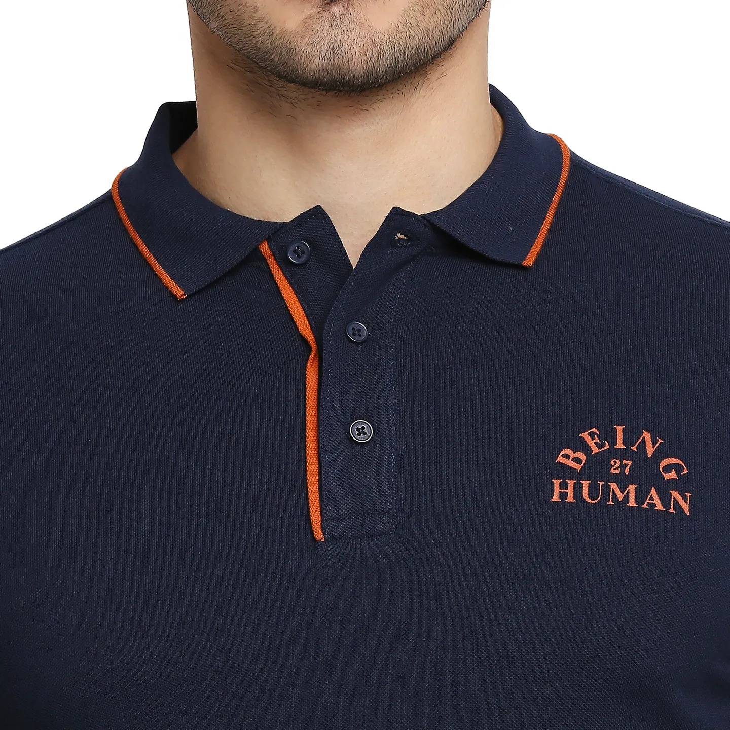 Blue Regular Fit Men's Polo T-Shirt by Being Human Clothing - Image 5
